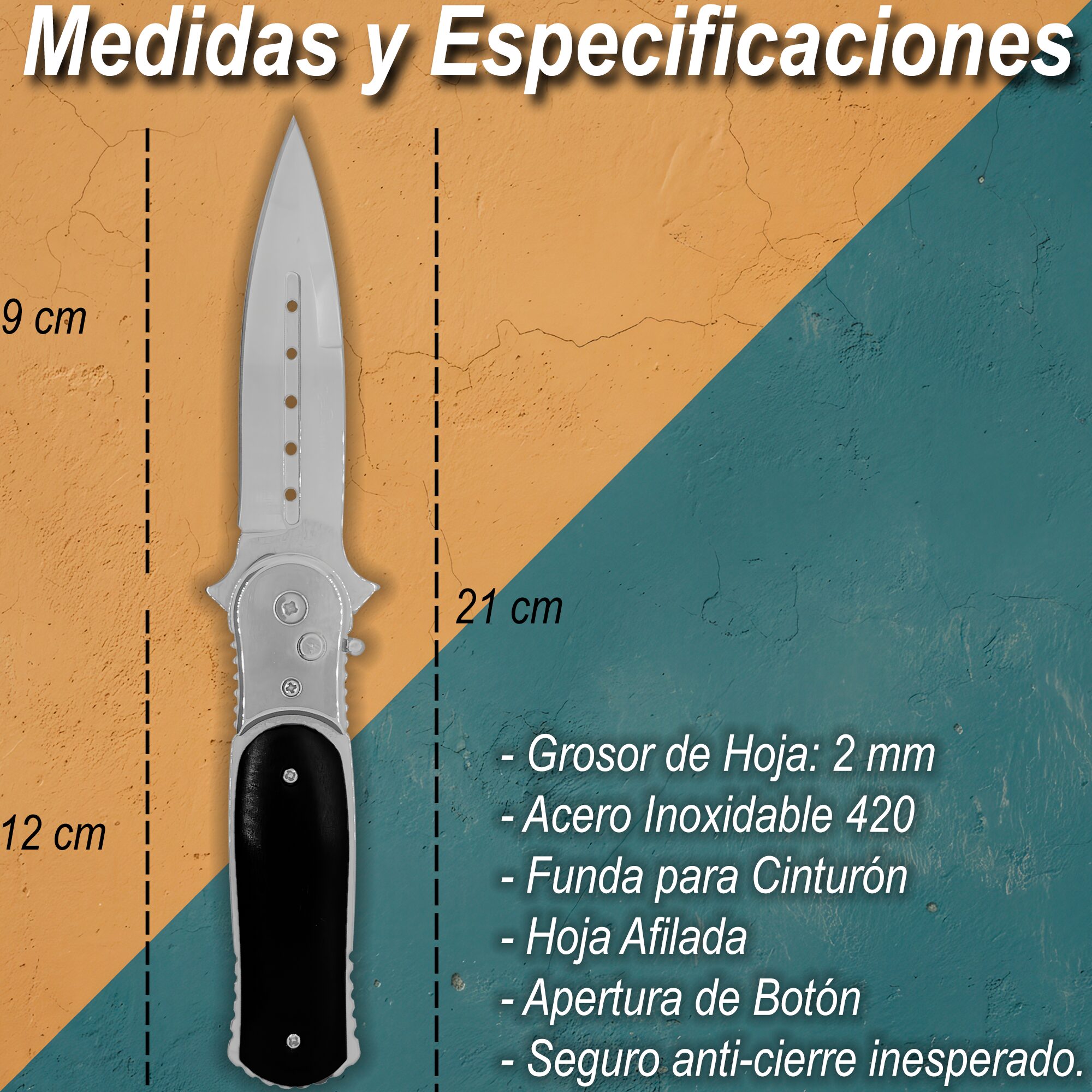 Navaja Automática Botón Cachas De Madera De Caza + Funda marca Lion Tools hoja lisa acero inoxidable 440 apertura automática botón seguro anti cierre mango madera negro funda nylon portación 7087