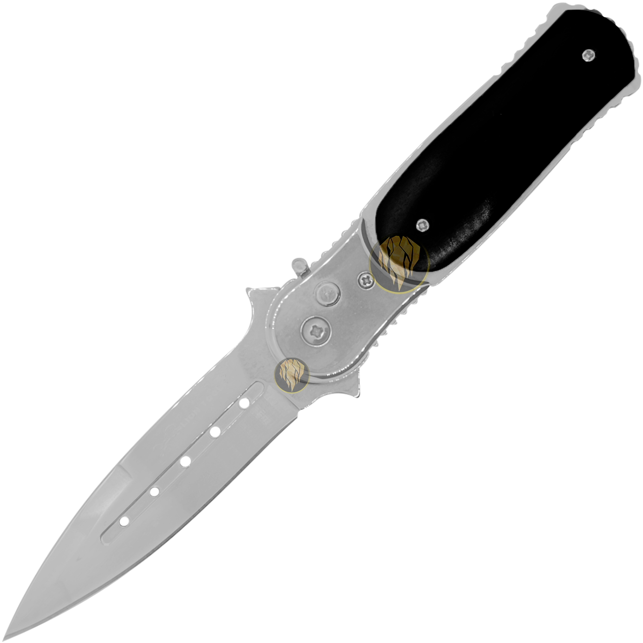 Navaja Automática Botón Cachas De Madera De Caza + Funda marca Lion Tools hoja lisa acero inoxidable 440 apertura automática botón seguro anti cierre mango madera negro funda nylon portación 7087