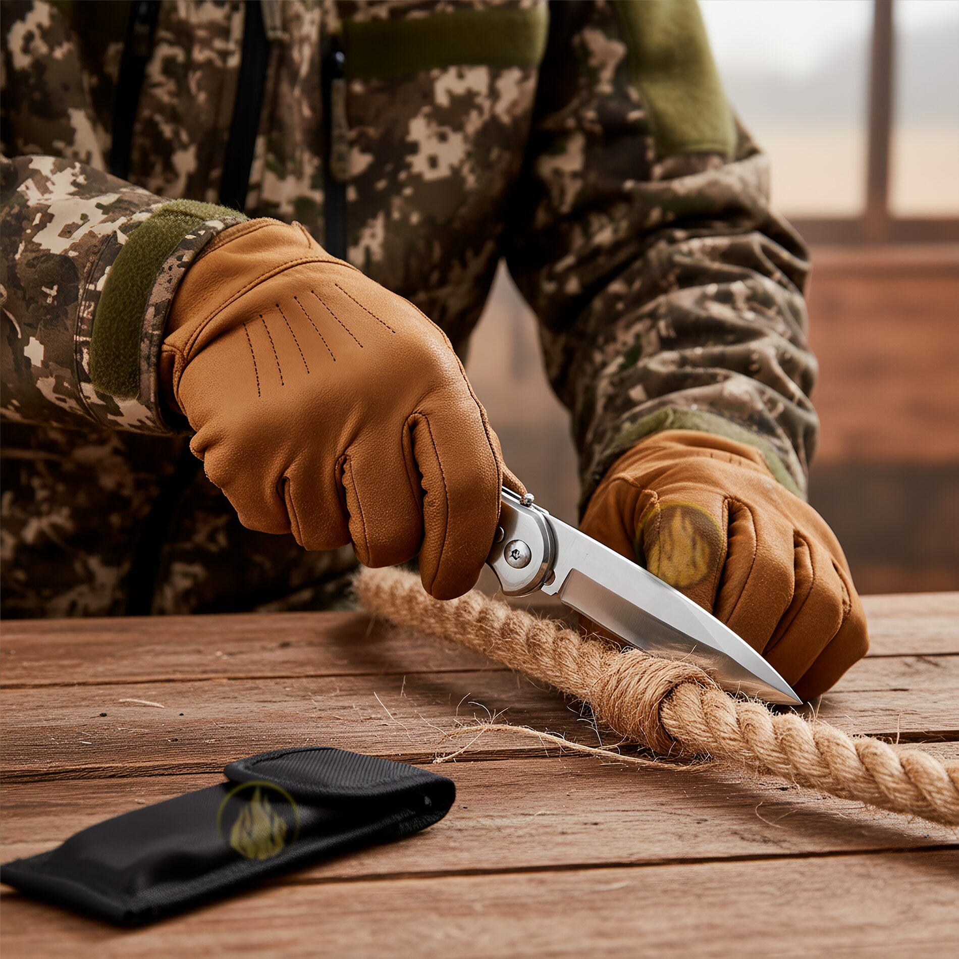 Navaja Automática Cachas Tipo Hueso Lion Tools modelo 9515 para caza uso rudo con hoja de acero inoxidable 420 y apertura automática de botón