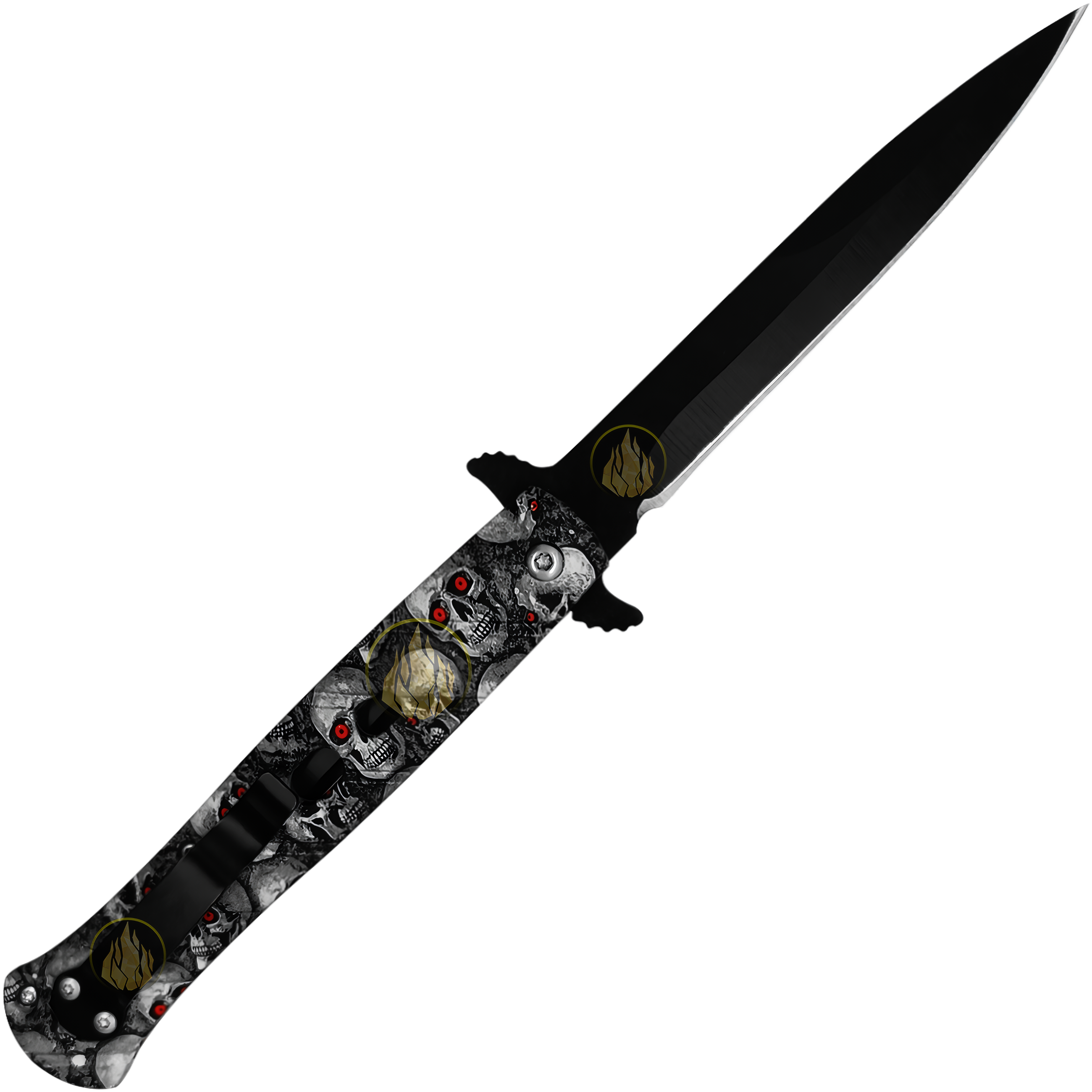 Navaja Automática Calavera Lion Tools modelo 9473 acero inoxidable 420 pavonada táctica con clip para cinturón y apertura SpeedSafe