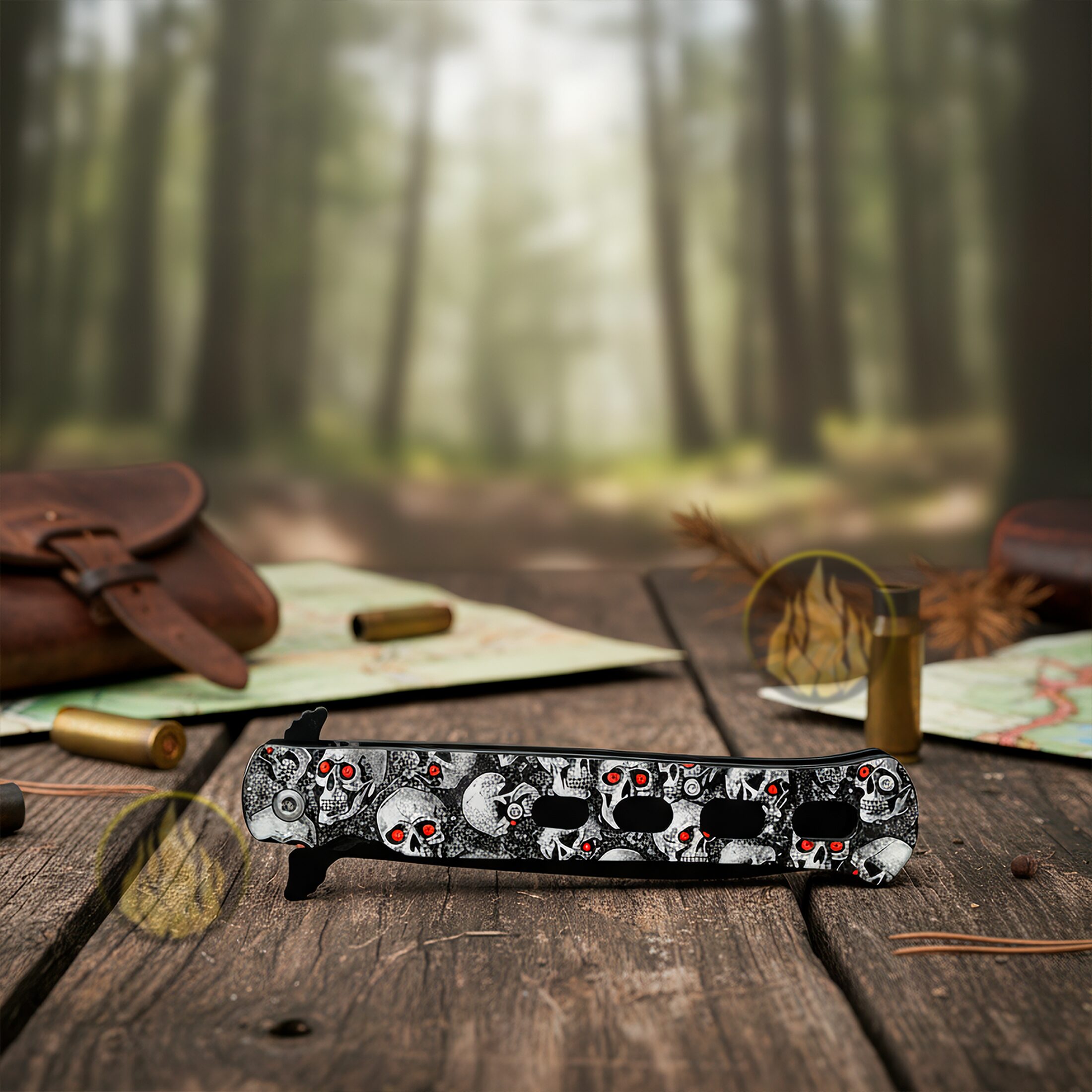 Navaja Automática Calavera Lion Tools modelo 9473 acero inoxidable 420 pavonada táctica con clip para cinturón y apertura SpeedSafe