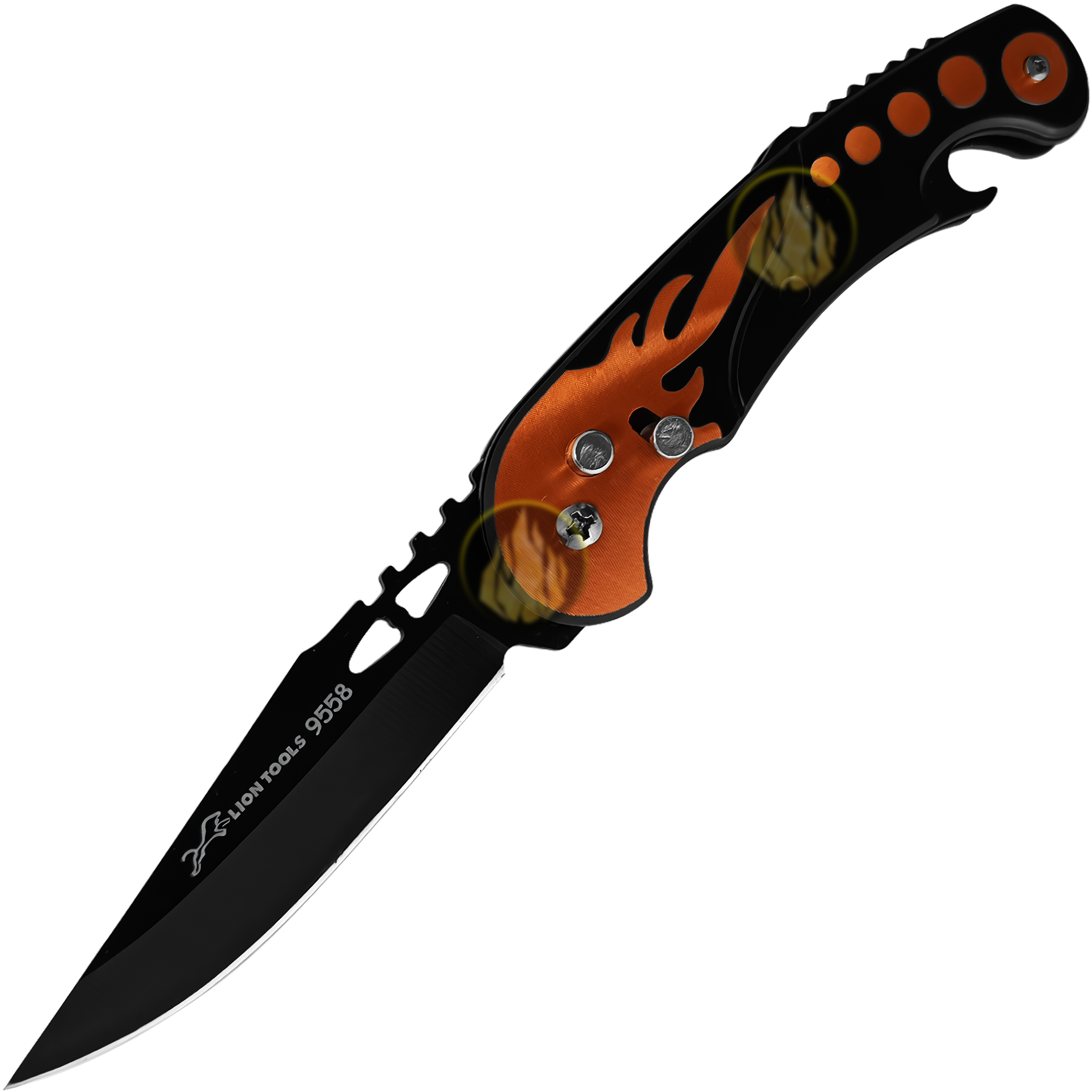 Navaja Automática De Acero Apertura De Botón Flamas - Image 3