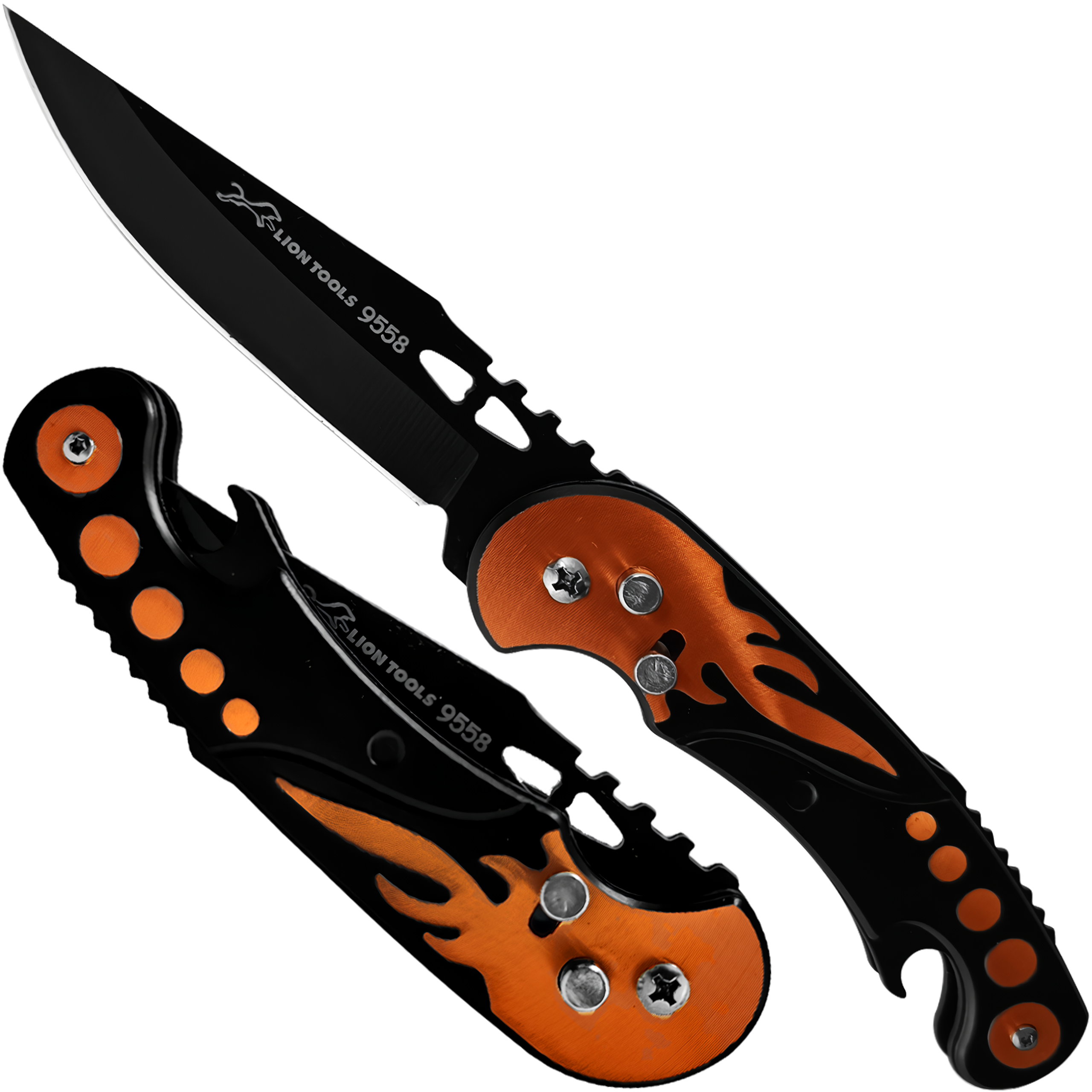 Navaja Automática De Acero Apertura De Botón Flamas