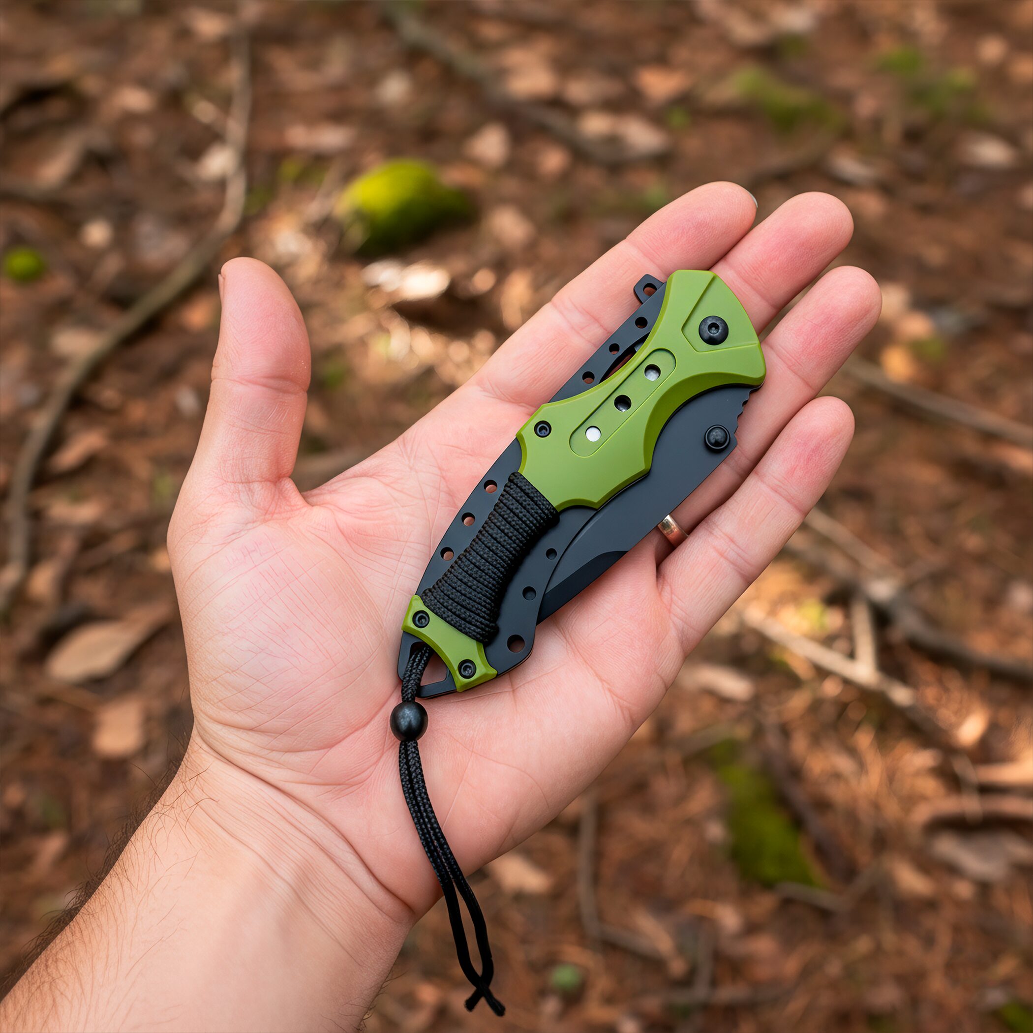 Navaja Automatica de Acero marca Razor Tactical modelo táctico militar, hoja 440 inoxidable de 9 cm con filo liso y dentado, clip de cinturón y diseño camuflaje para caza y supervivencia. RT 7022GN