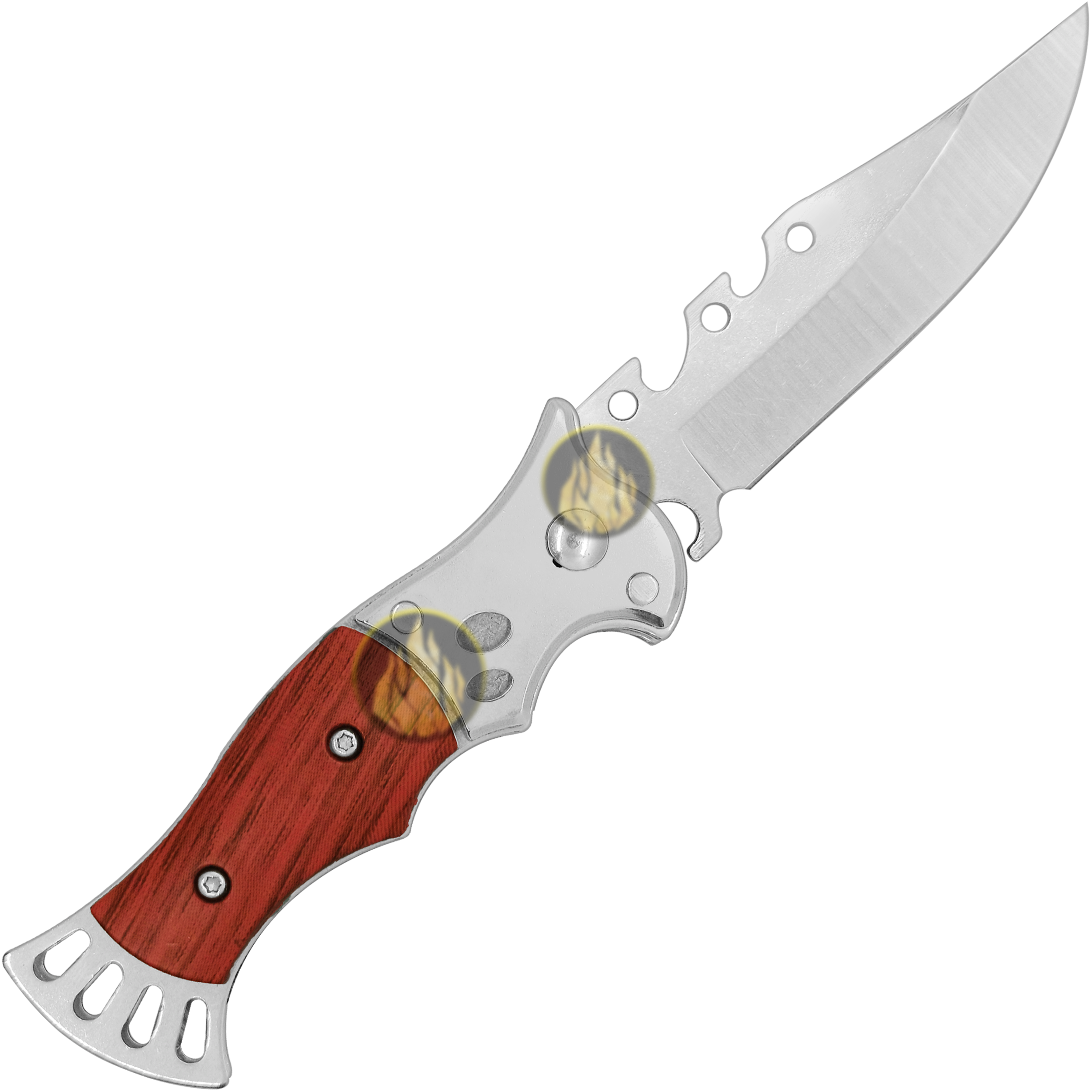 Navaja Automática Lion Tools con mango de madera, apertura de botón y hoja de acero inoxidable. 9559