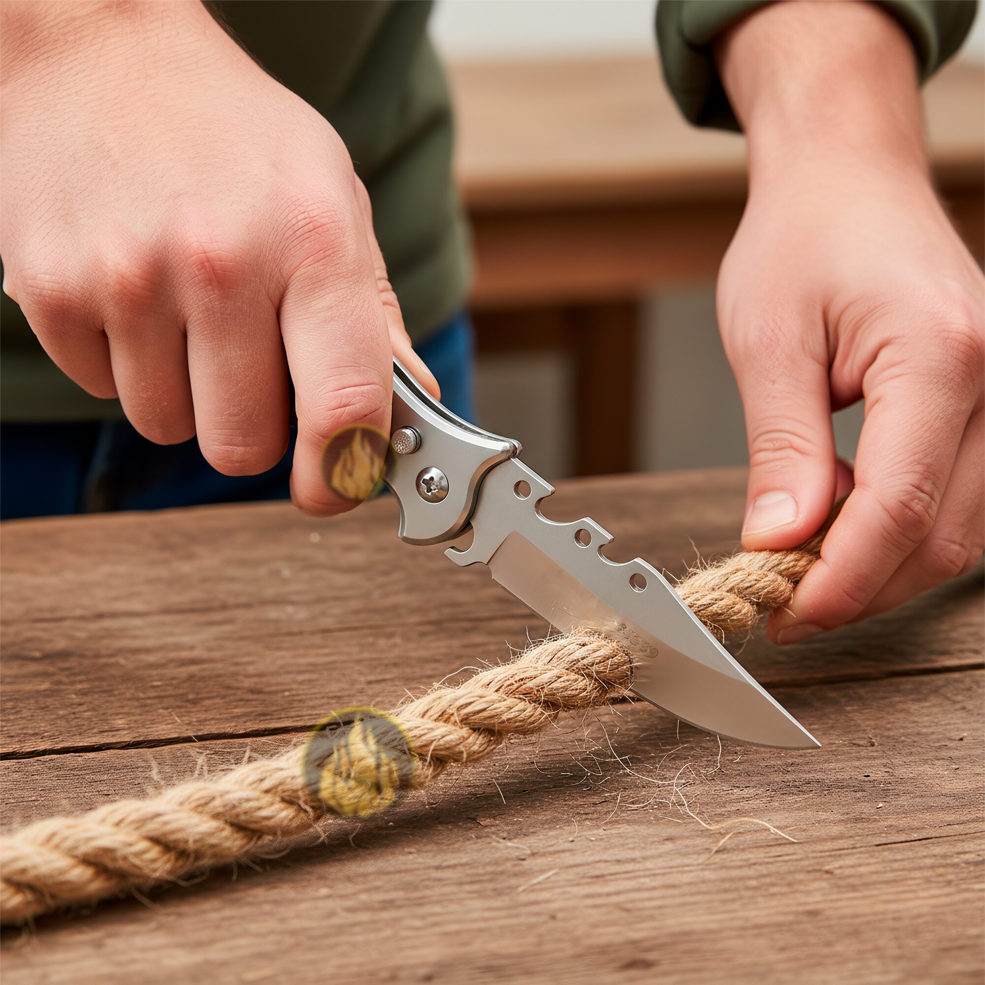 Navaja Automática Lion Tools con mango de madera, apertura de botón y hoja de acero inoxidable. 9559