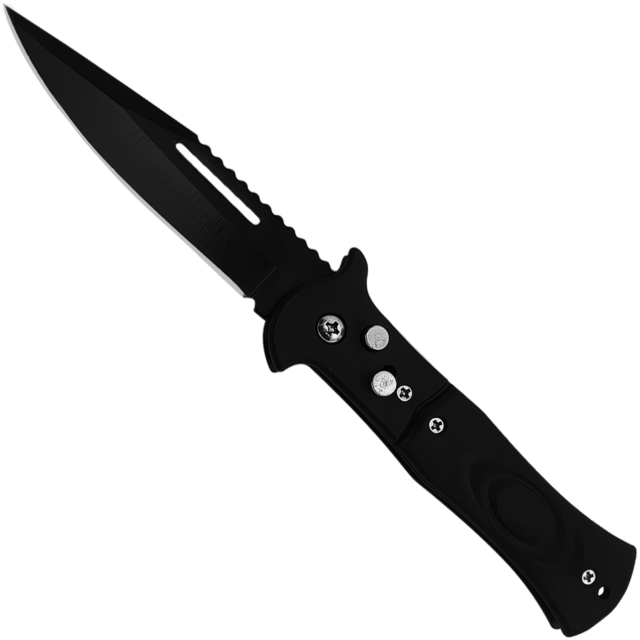 Navaja Automática Lion Tools pavonada con apertura de botón, hoja de acero inoxidable y seguro integrado. 9517