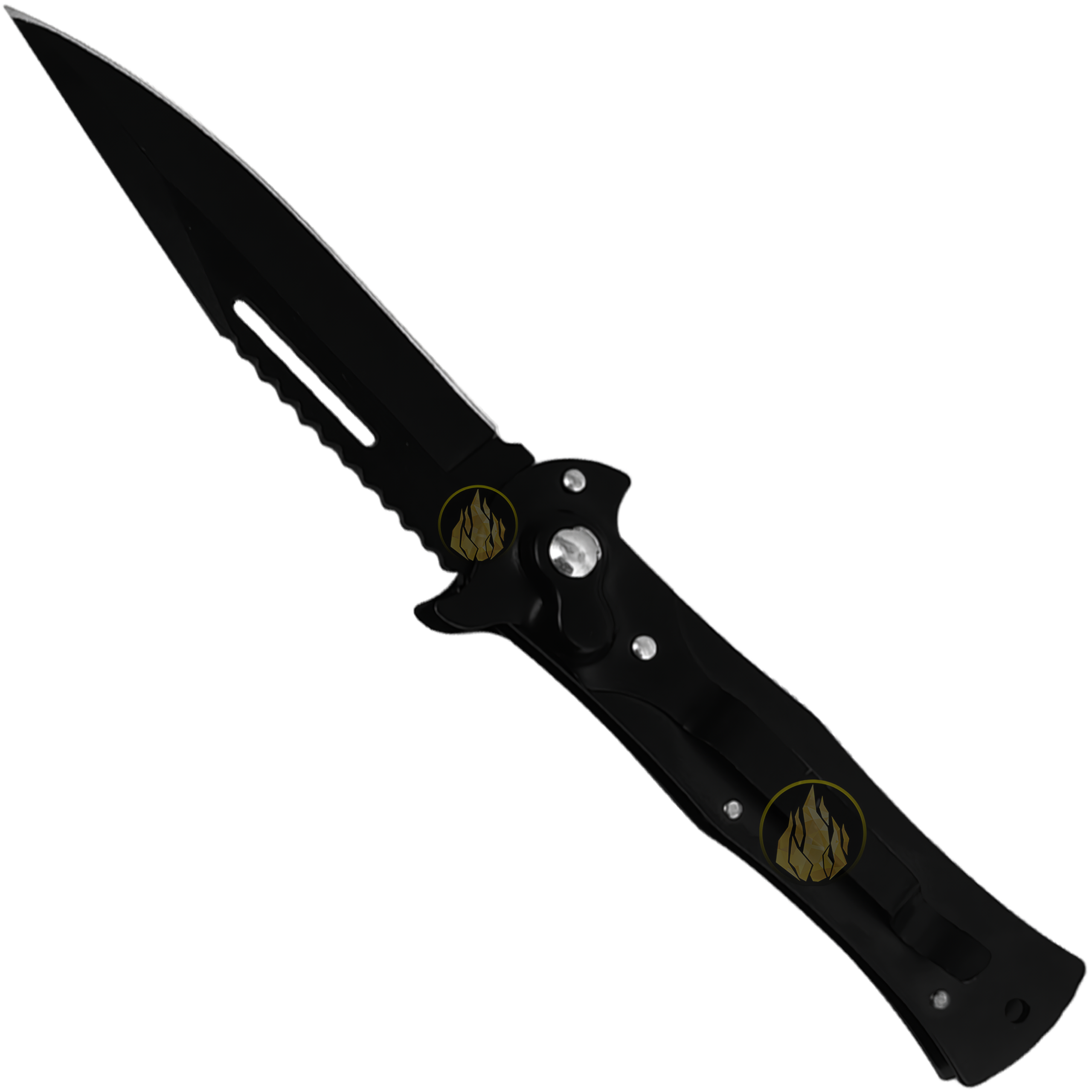 Navaja Automática Lion Tools pavonada con apertura de botón, hoja de acero inoxidable y seguro integrado. 9517