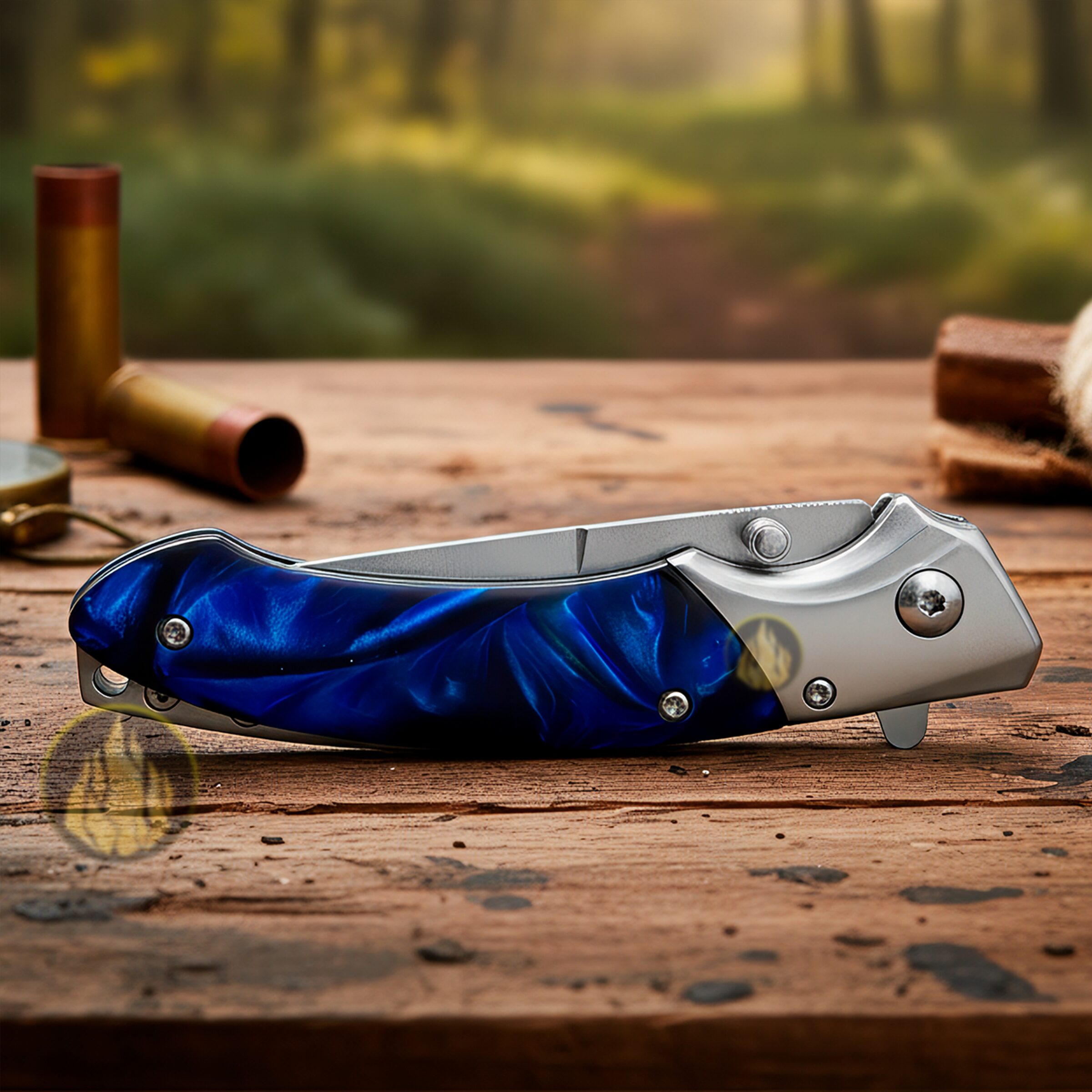 Navaja Automatica marca Razor Tactical con mango cachas de perla y madera, hoja de acero inoxidable 440 de 8.5 cm, estilo táctico de caza y supervivencia. RT 7087BL