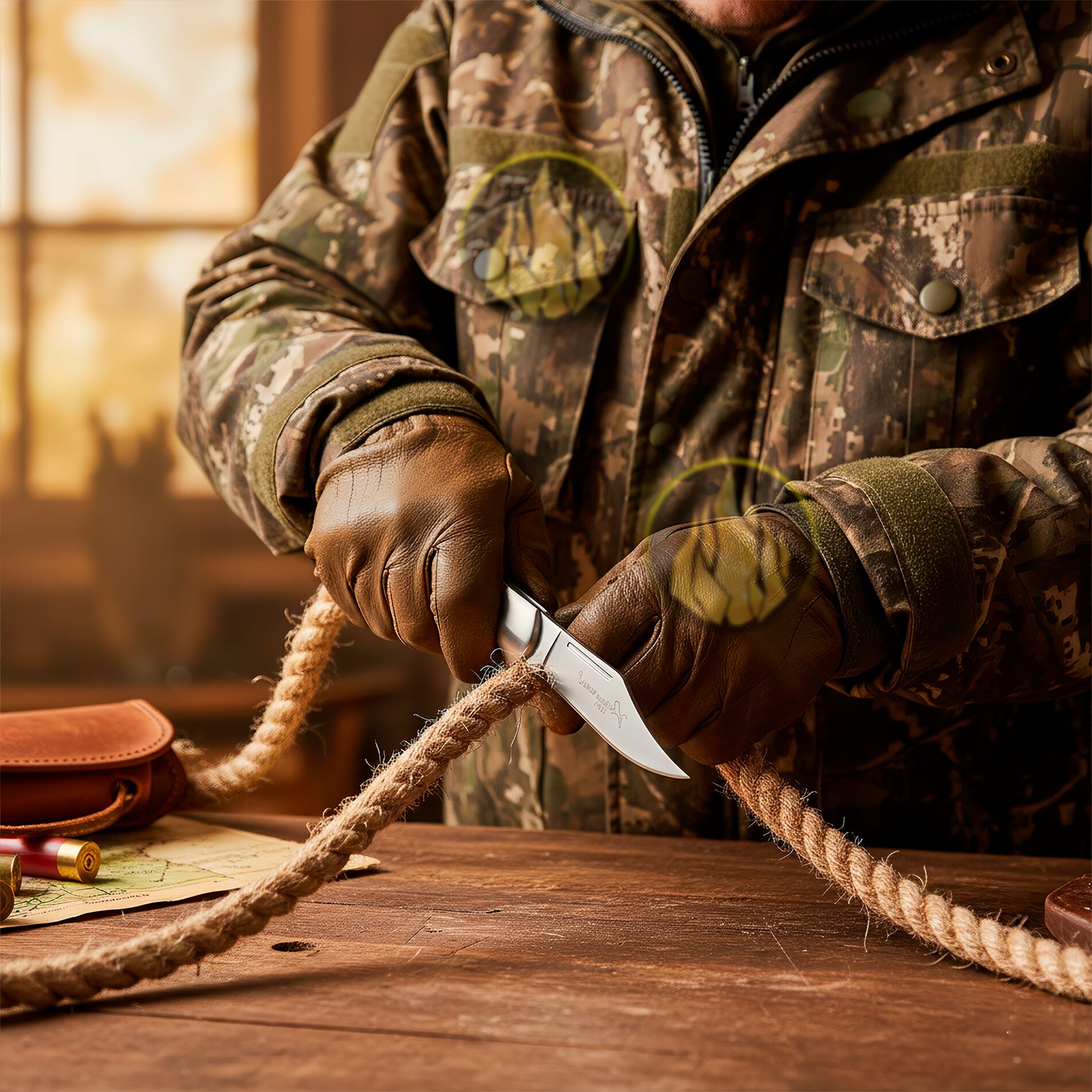 Navaja Cachas De Madera Lion Tools modelo 6591 con hoja de acero inoxidable 420 y apertura manual con muelle.