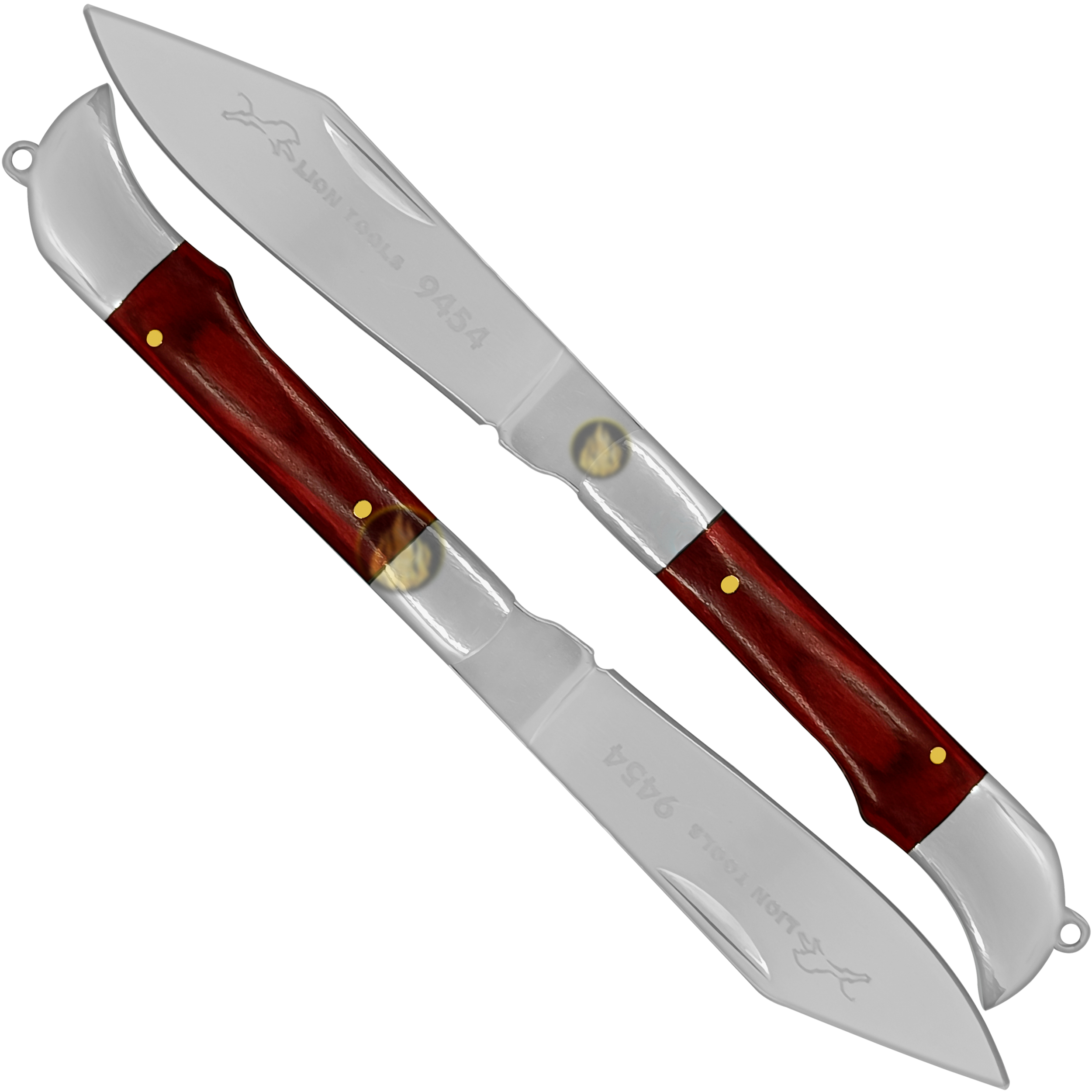 Navaja Cachas de Madera marca Lion Tools acero inoxidable 420 hoja afilada 7 cm mango madera apertura manual sistema pistón seguro navaja EDC bolsillo con bandola llavero 9454