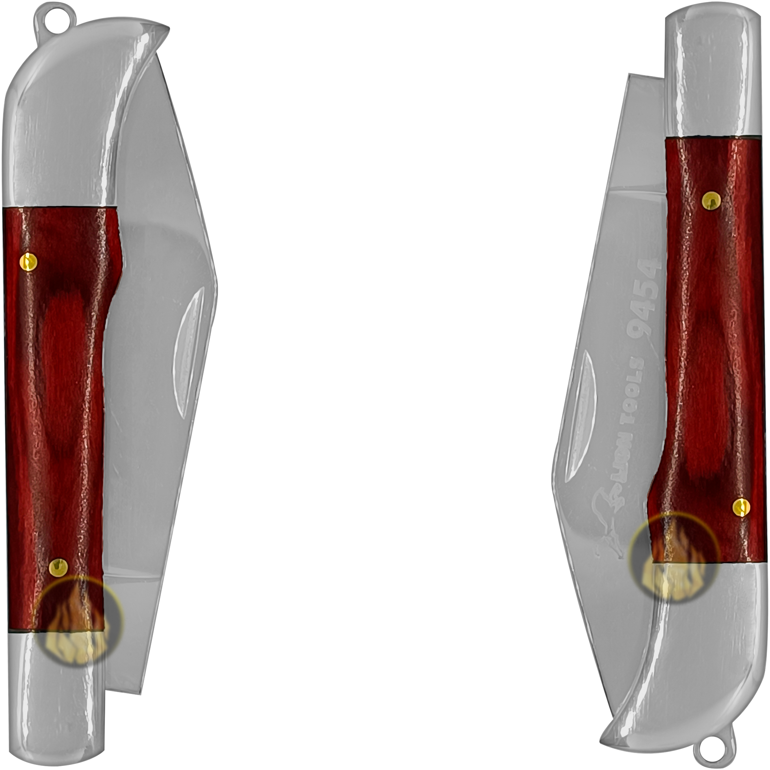 Navaja Cachas de Madera marca Lion Tools acero inoxidable 420 hoja afilada 7 cm mango madera apertura manual sistema pistón seguro navaja EDC bolsillo con bandola llavero 9454