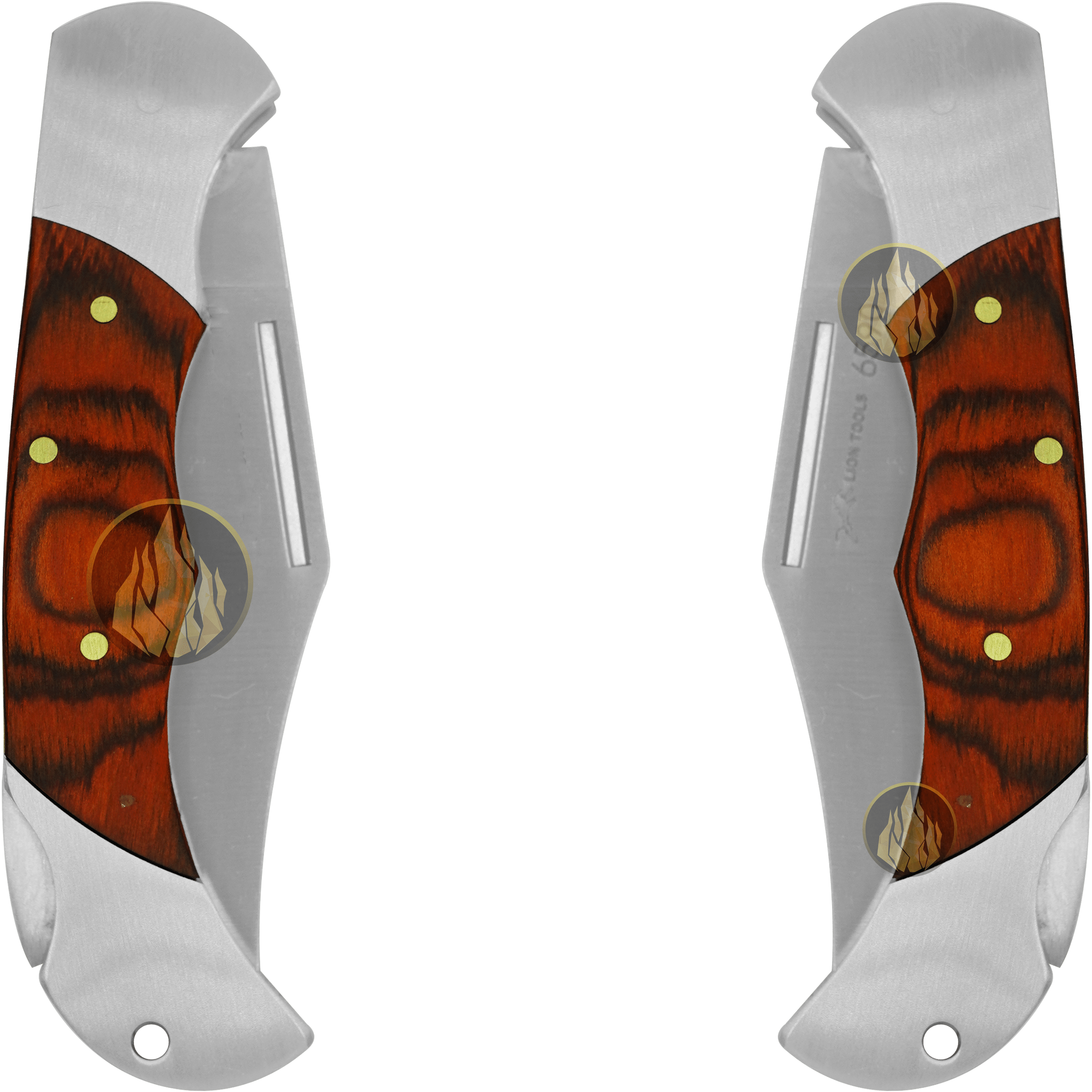 Navaja Cachas De Madera Muelle Uso Rudo marca Lion Tools modelo 6590, hoja de acero inoxidable 420 de 8 cm, apertura manual con seguro anti cierre y diseño clásico de caza.