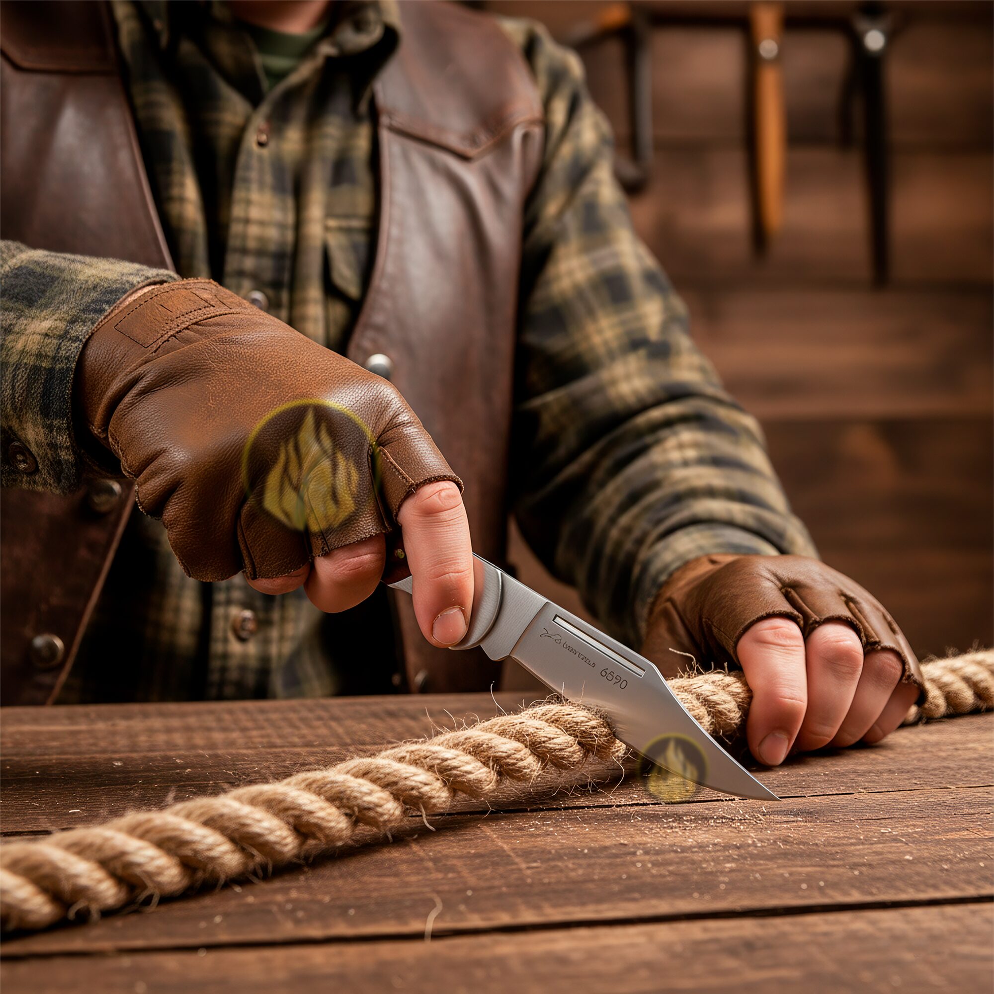Navaja Cachas De Madera Muelle Uso Rudo marca Lion Tools modelo 6590, hoja de acero inoxidable 420 de 8 cm, apertura manual con seguro anti cierre y diseño clásico de caza.
