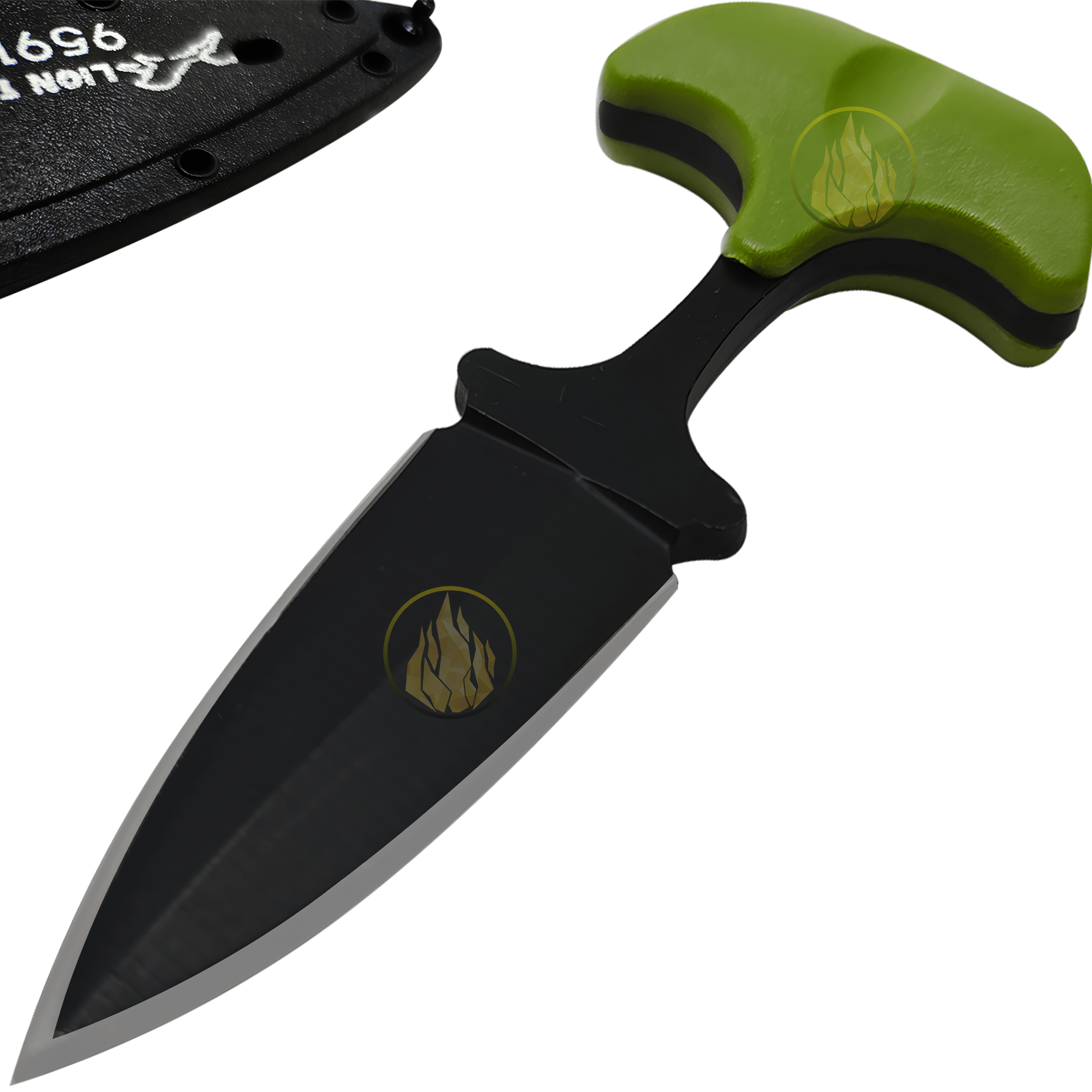 Navaja Cuchillo Collar Lion Tools verde militar con hoja de acero inoxidable 420 y funda rígida tipo collar 9591