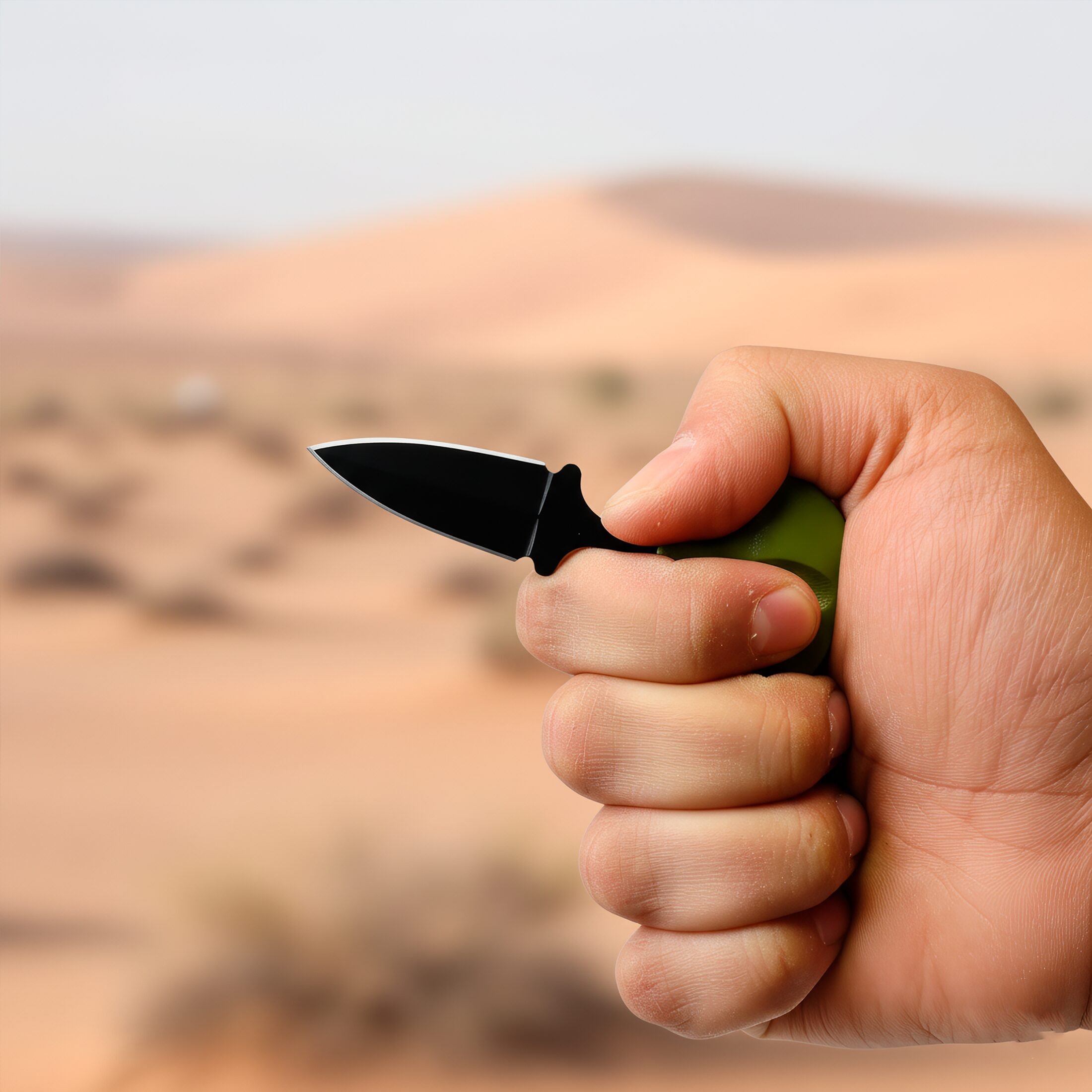 Navaja Cuchillo Collar Lion Tools verde militar con hoja de acero inoxidable 420 y funda rígida tipo collar 9591