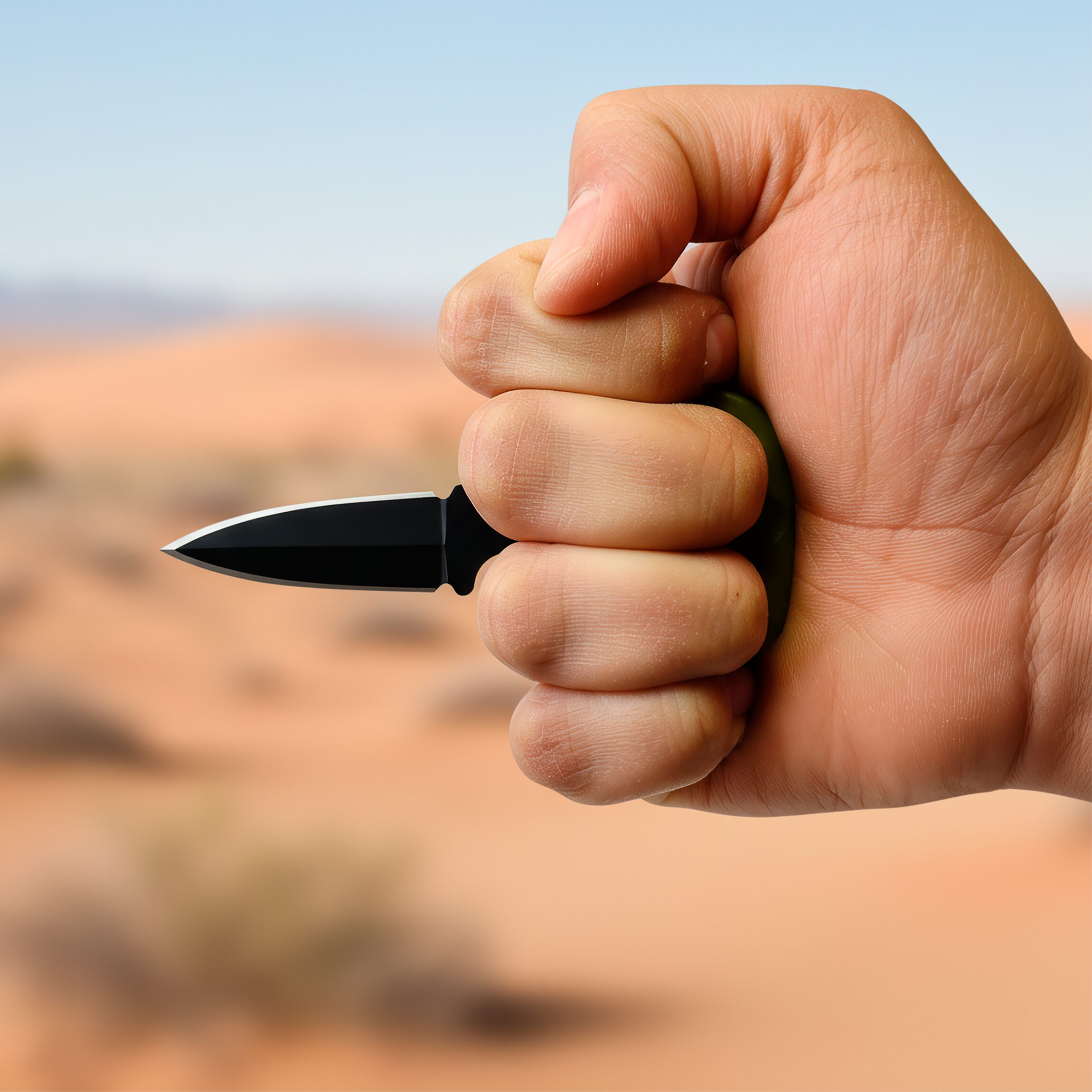 Navaja Cuchillo Collar Lion Tools verde militar con hoja de acero inoxidable 420 y funda rígida tipo collar 9591