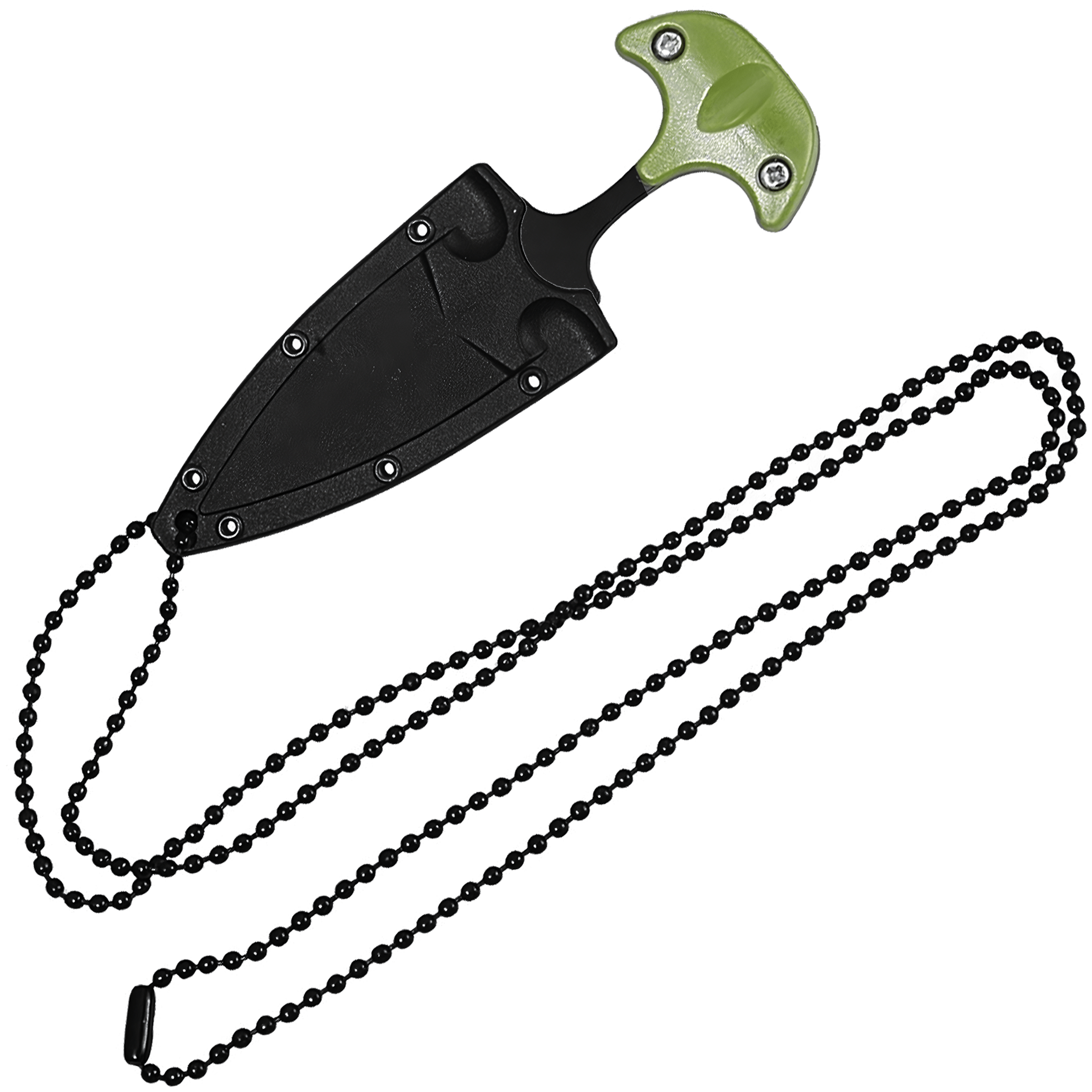 Navaja Cuchillo Collar Lion Tools verde militar con hoja de acero inoxidable 420 y funda rígida tipo collar 9591