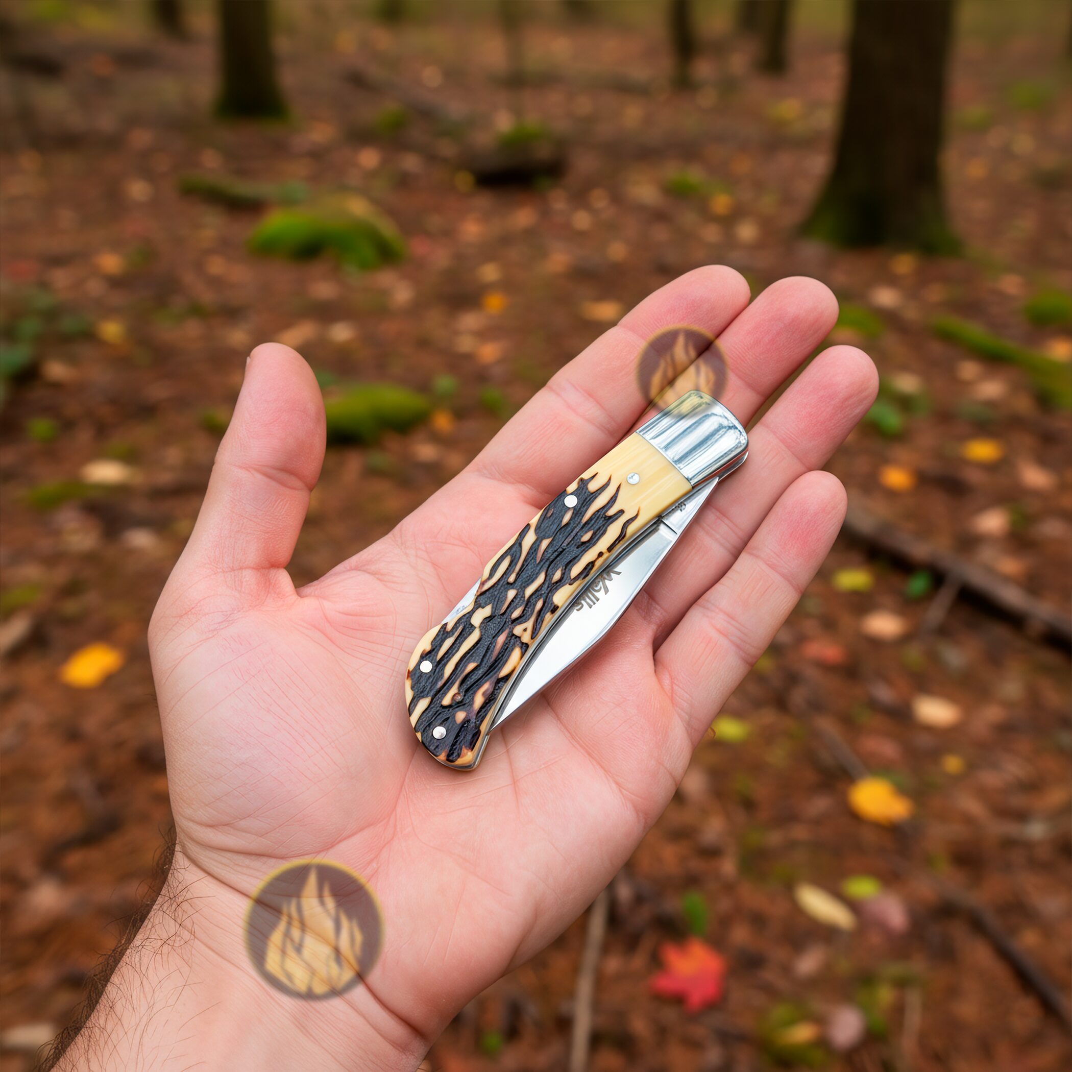 Navaja Cuerno De Venado Wallis modelo K901494 con hoja de acero inoxidable 3CR13 SS para caza y campismo. WA K901494