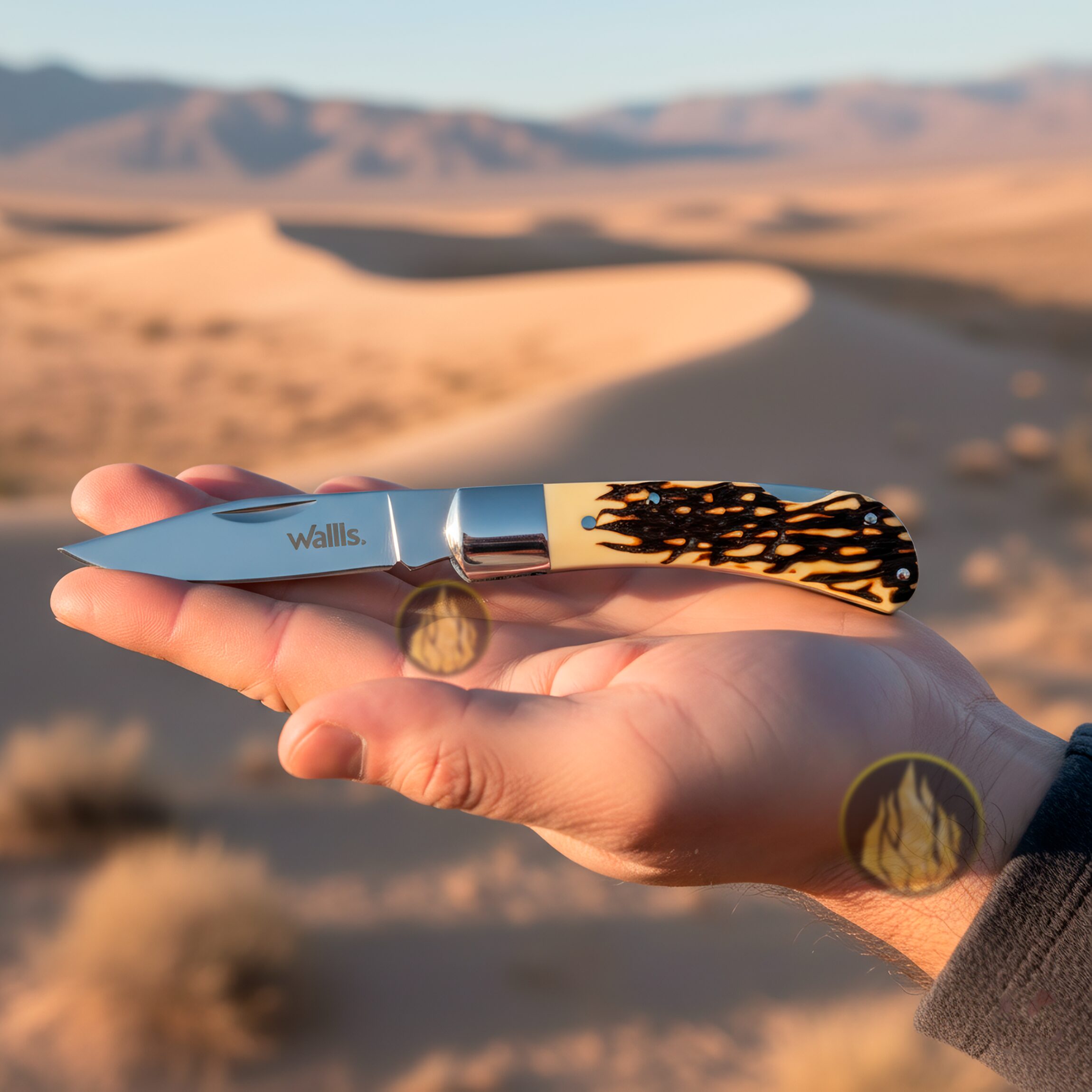 Navaja Cuerno De Venado Wallis modelo K901494 con hoja de acero inoxidable 3CR13 SS para caza y campismo. WA K901494