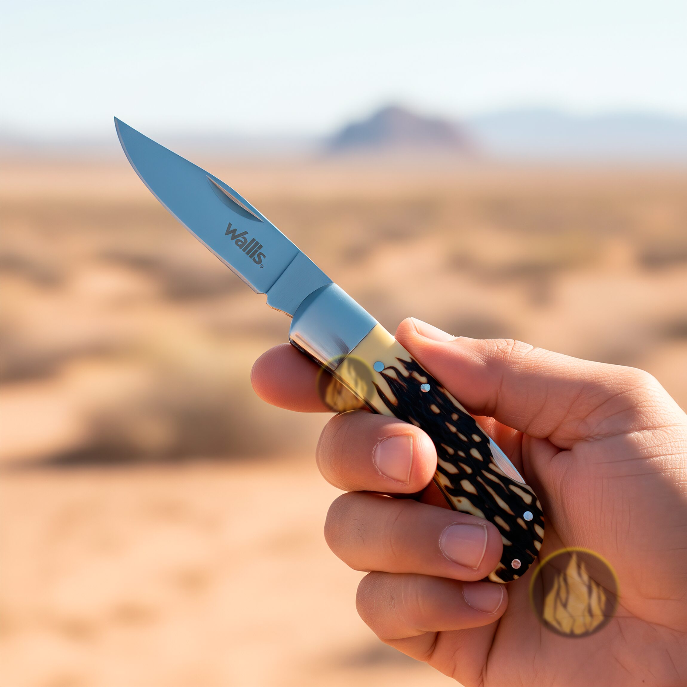 Navaja Cuerno De Venado Wallis modelo K901494 con hoja de acero inoxidable 3CR13 SS para caza y campismo. WA K901494