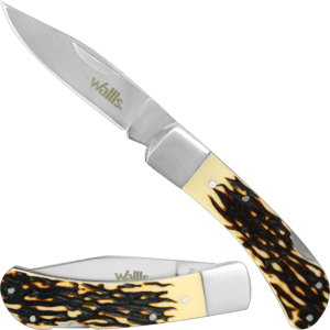 Navaja Cuerno De Venado Wallis modelo K901494 con hoja de acero inoxidable 3CR13 SS para caza y campismo. WA K901494