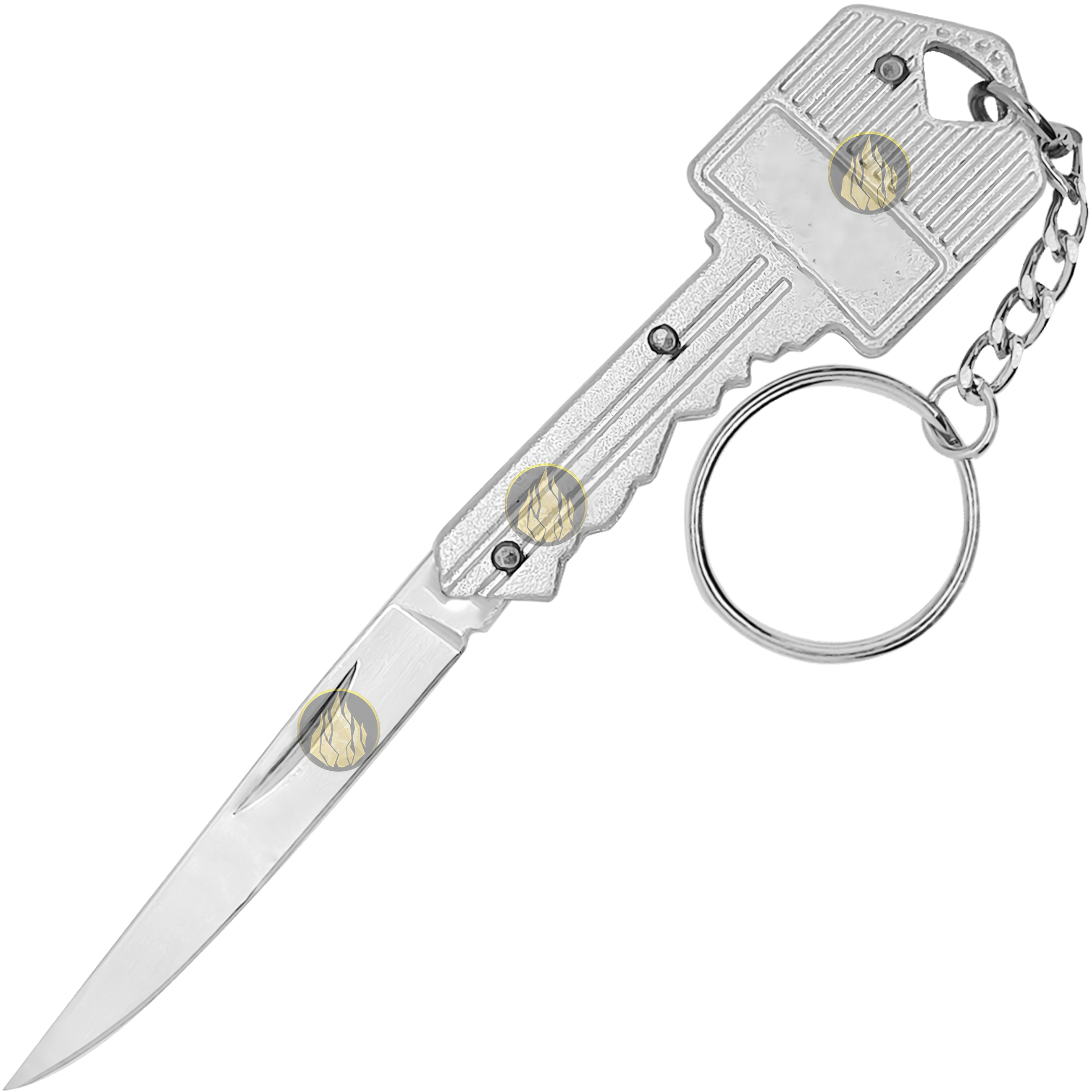 Navaja Llave Oculta marca Lion Tools modelo 9599, mini daga táctica de acero inoxidable 420 con hoja afilada de 5 cm y diseño tipo llave con llavero incluido.