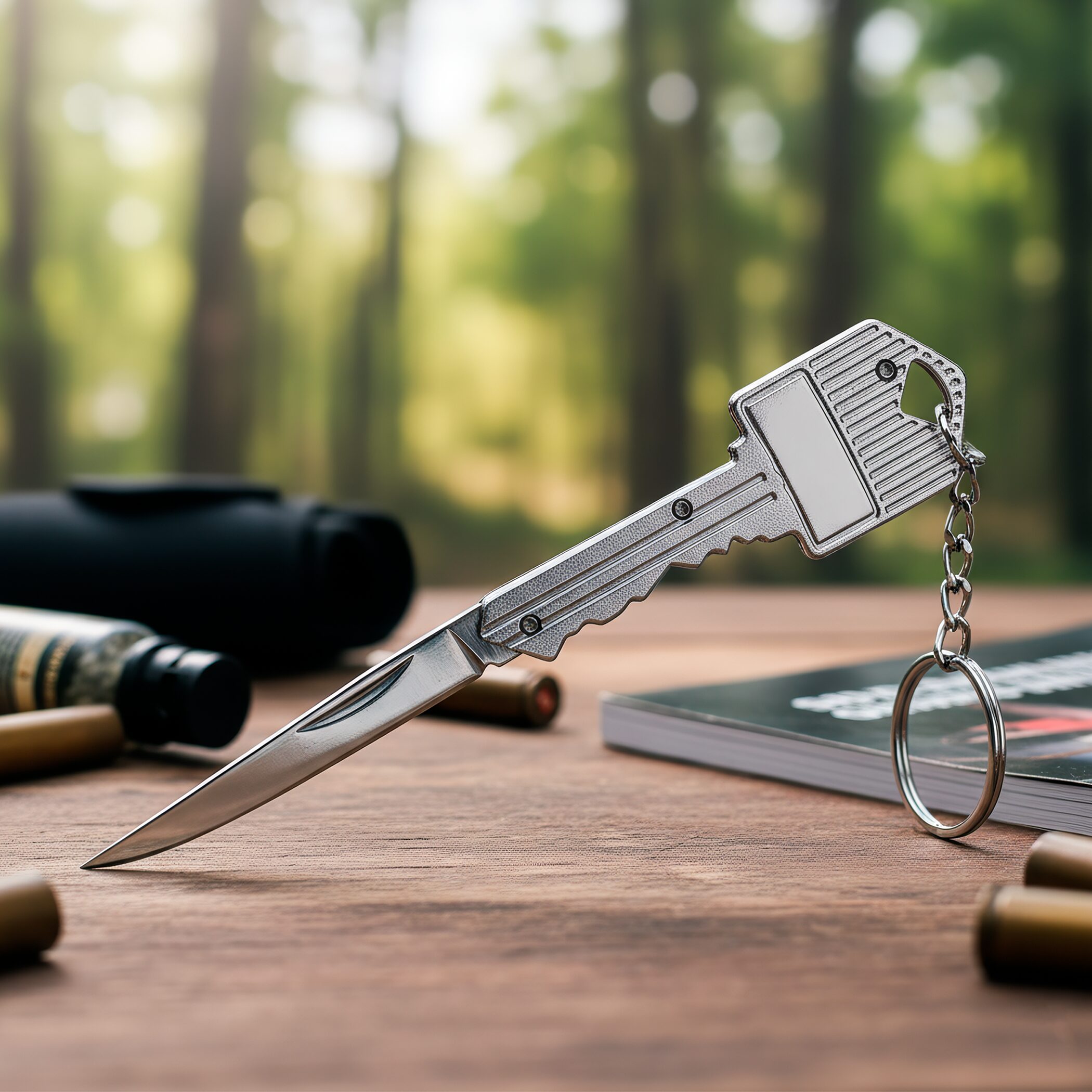 Navaja Llave Oculta marca Lion Tools modelo 9599, mini daga táctica de acero inoxidable 420 con hoja afilada de 5 cm y diseño tipo llave con llavero incluido.