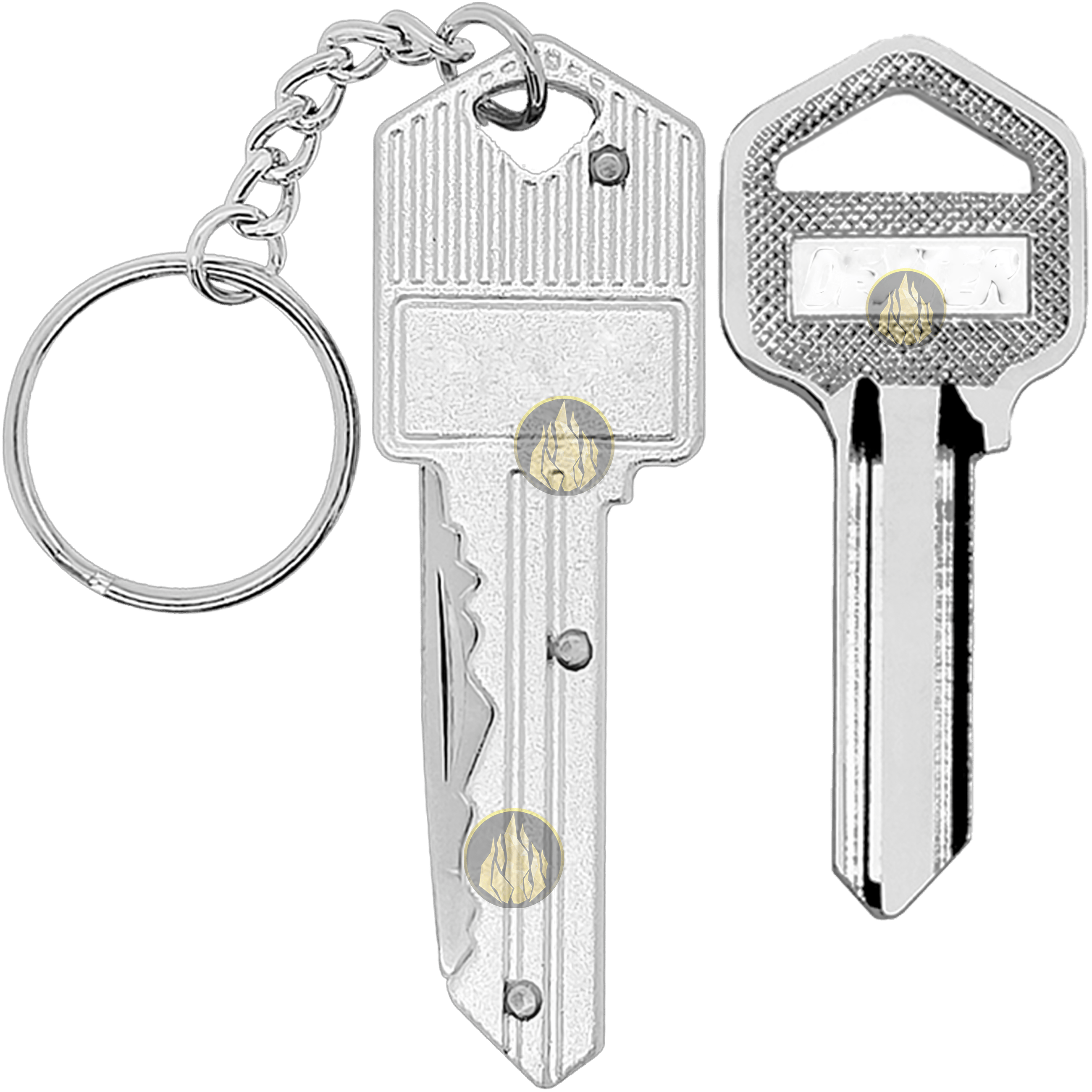 Navaja Llave Oculta marca Lion Tools modelo 9599, mini daga táctica de acero inoxidable 420 con hoja afilada de 5 cm y diseño tipo llave con llavero incluido.