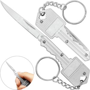 Navaja Llave Oculta marca Lion Tools modelo 9599, mini daga táctica de acero inoxidable 420 con hoja afilada de 5 cm y diseño tipo llave con llavero incluido.