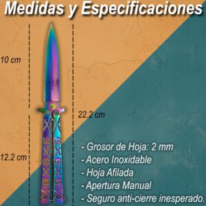 Navaja Mariposa Acero Afilada Tornasol Lion Tools con hoja de acero inoxidable 420 y seguro anti cierre. 9575