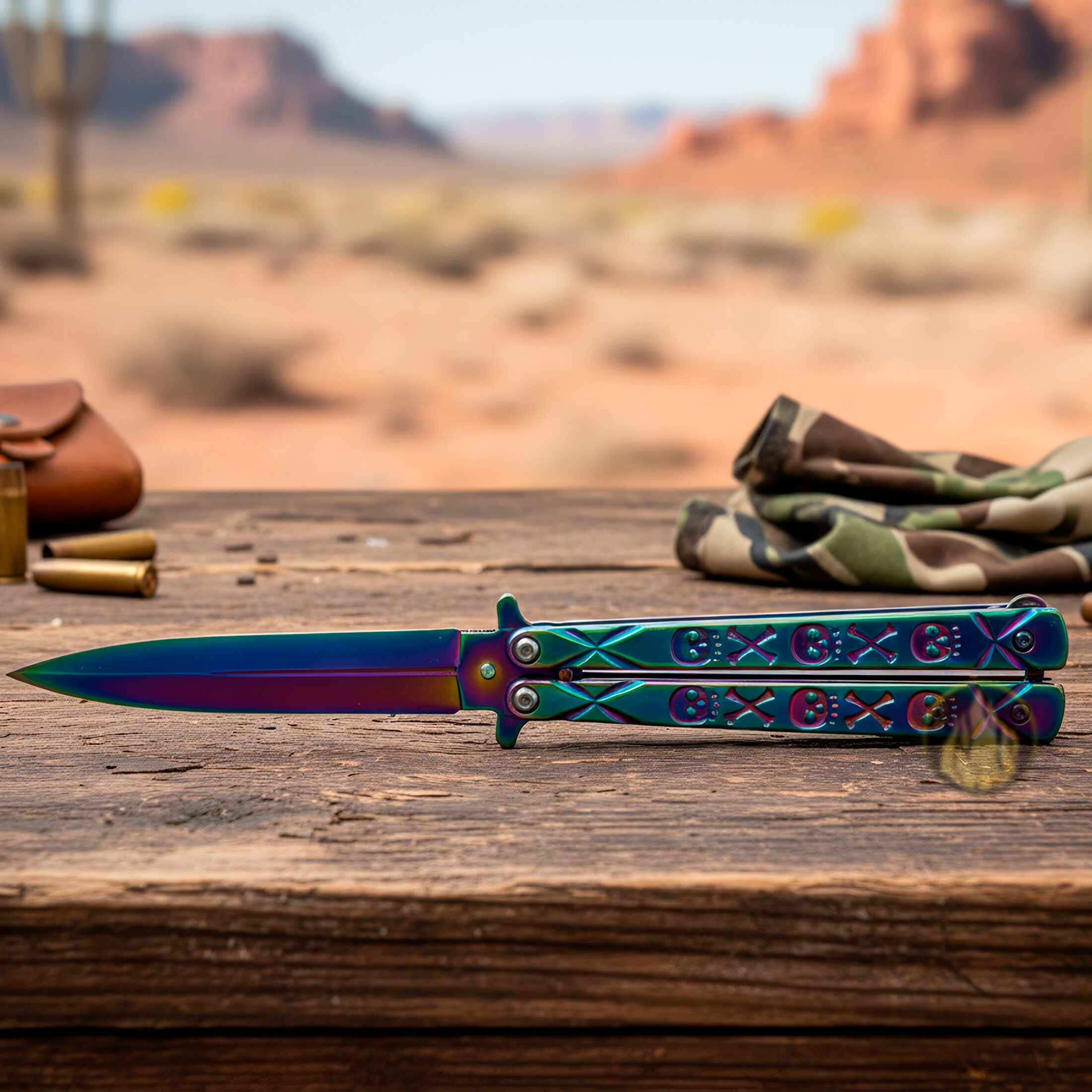 Navaja Mariposa Acero Afilada Tornasol Lion Tools con hoja de acero inoxidable 420 y seguro anti cierre. 9575