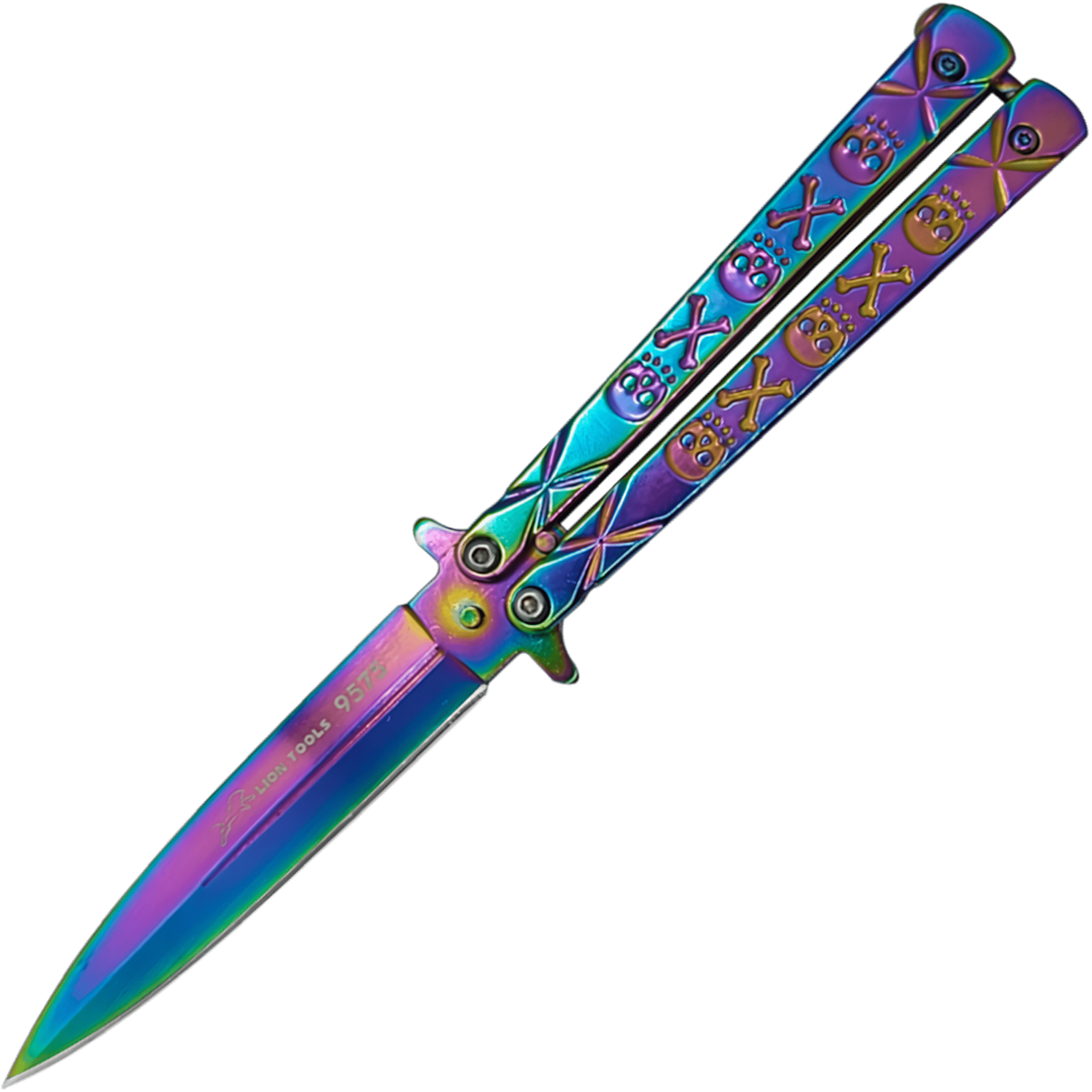 Navaja Mariposa Acero Afilada Tornasol Lion Tools con hoja de acero inoxidable 420 y seguro anti cierre. 9575