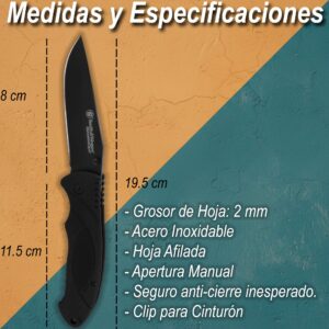 Navaja Smith & Wesson Extreme Ops Linerlock SWA25 de acero inoxidable 7Cr17MoV alto carbono, hoja Drop Point, diseño táctico resistente para uso diario.