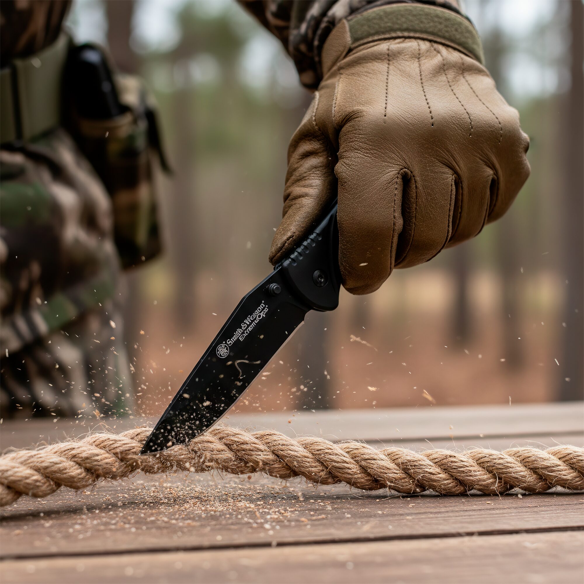 Navaja Smith & Wesson Extreme Ops Linerlock SWA25 de acero inoxidable 7Cr17MoV alto carbono, hoja Drop Point, diseño táctico resistente para uso diario.