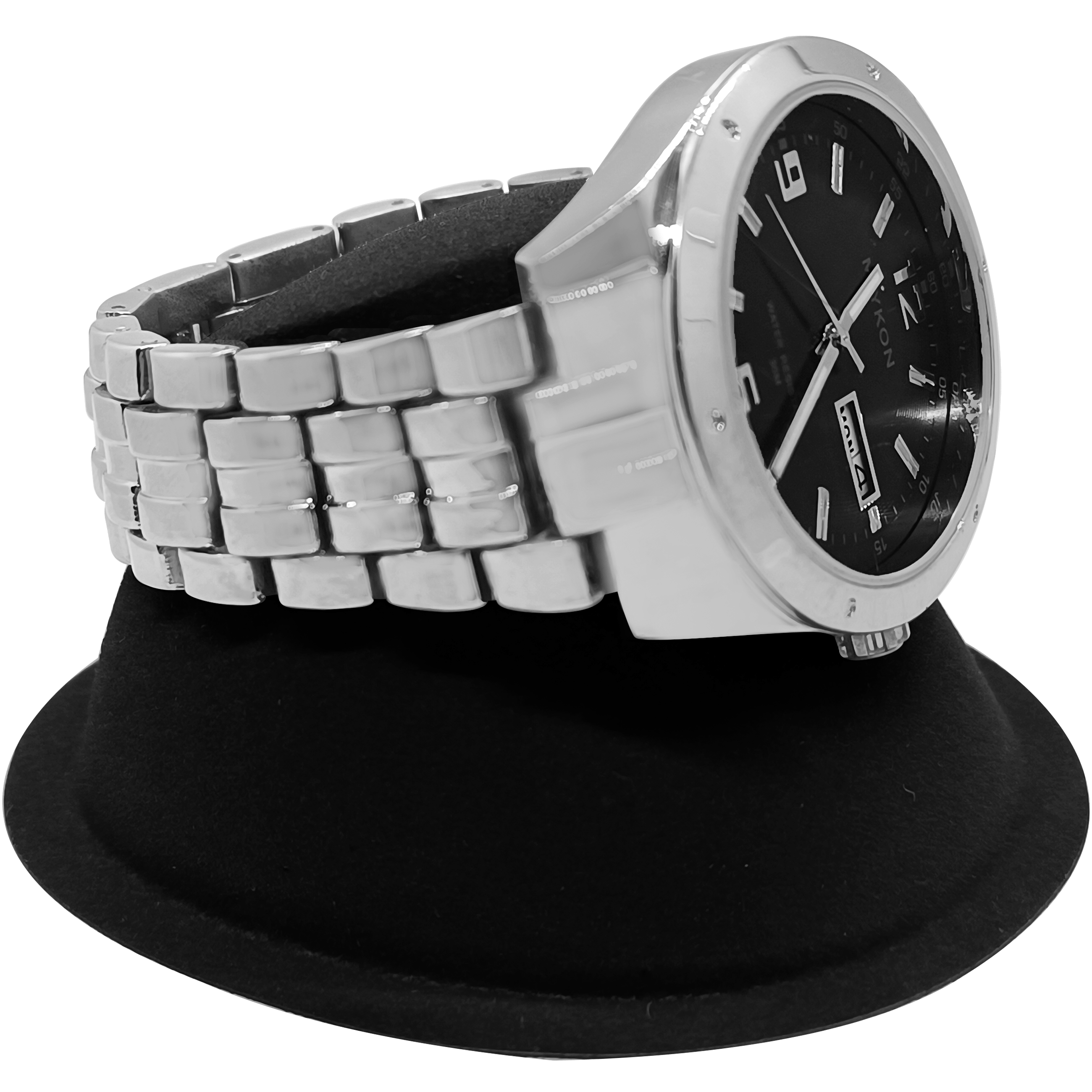 Paq 10 Exhibidor De Reloj marca genérica, soporte afelpado para joyería en color negro y rojo, base de plástico resistente y medidas 4.5 x 7.5 x 7 cm.