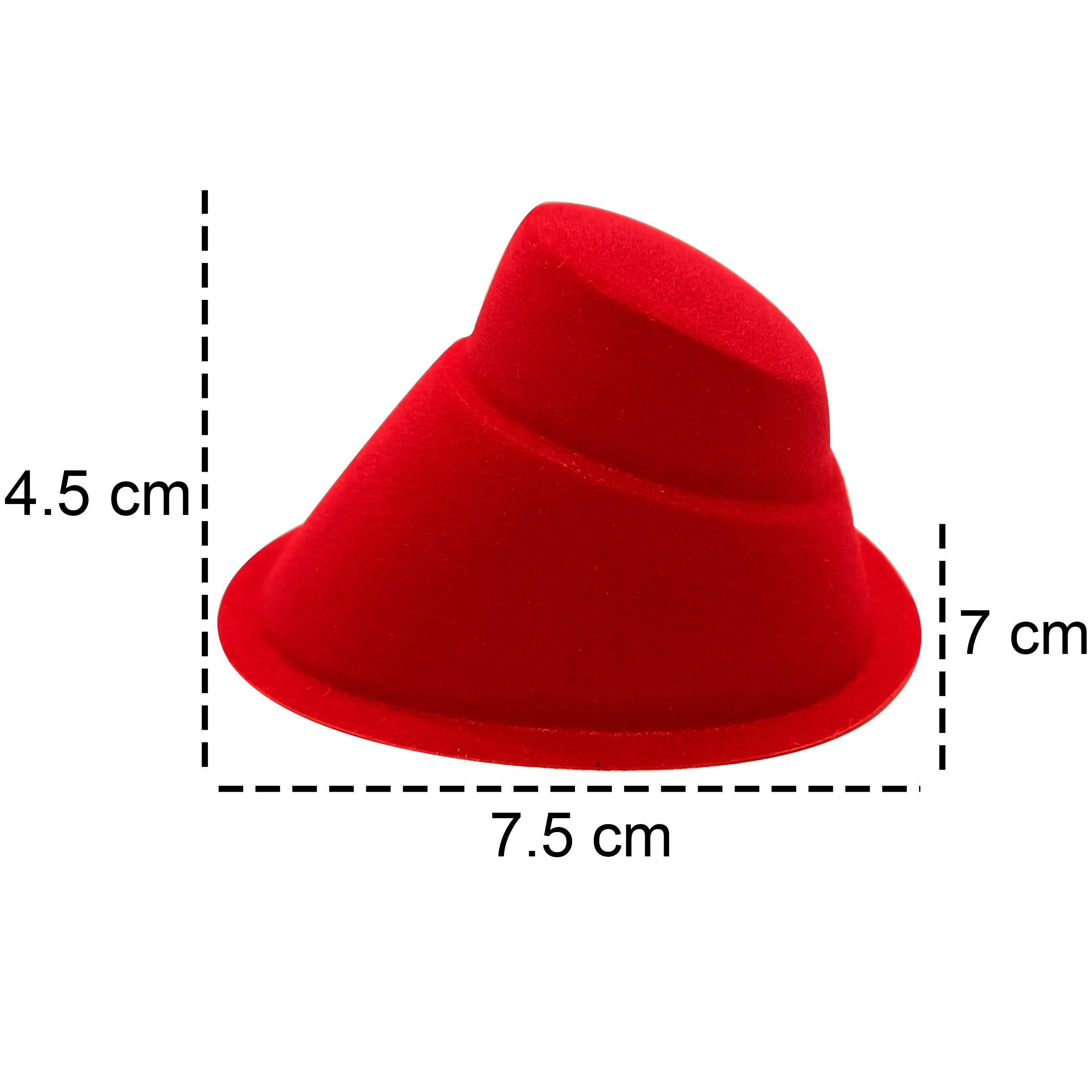 Paq 10 Exhibidor De Reloj marca genérica, soporte afelpado para joyería en color negro y rojo, base de plástico resistente y medidas 4.5 x 7.5 x 7 cm.