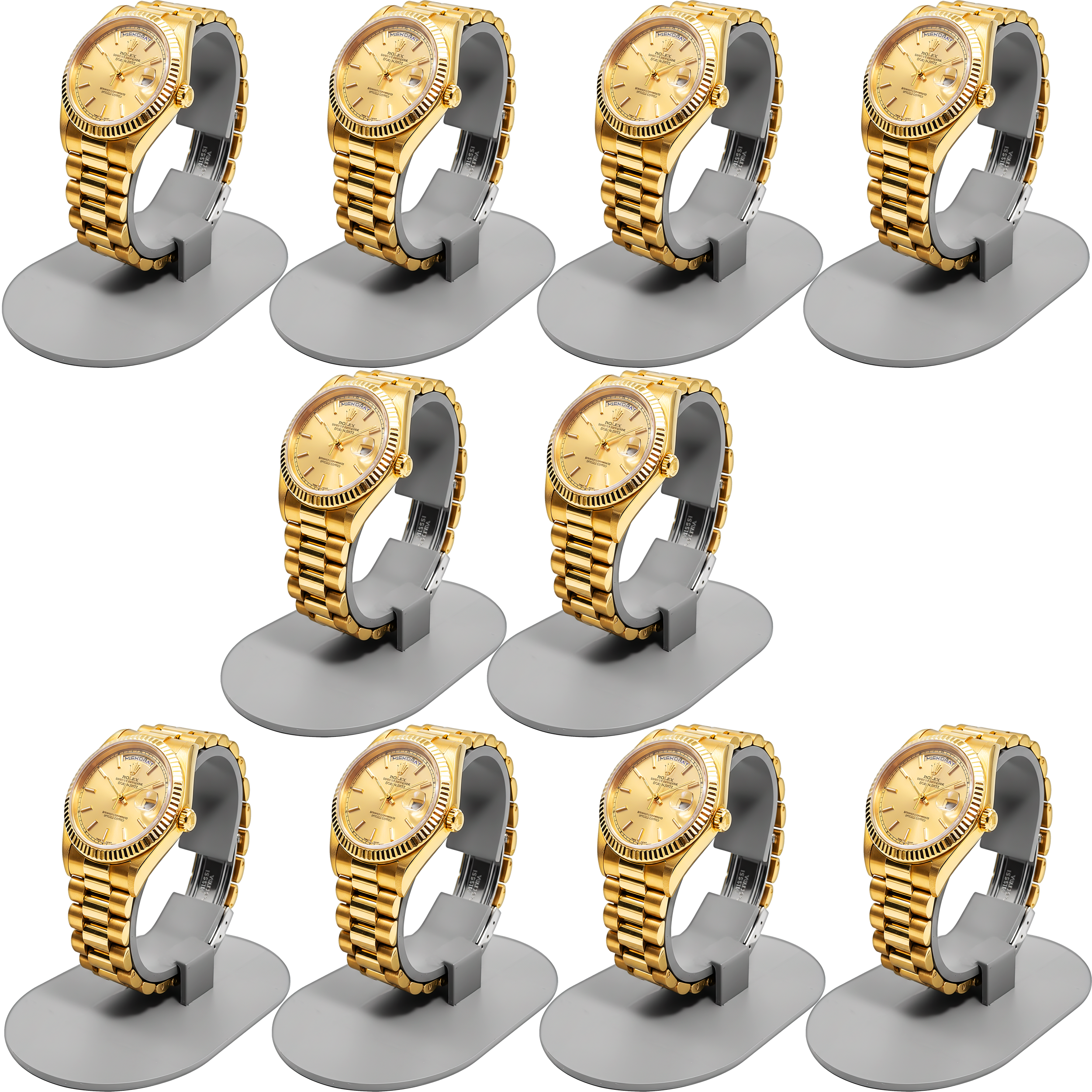 Paq 10 Exhibidor De Reloj Soporte Plastico Porta Reloj color gris, soporte plástico resistente para exhibición de relojes 5387