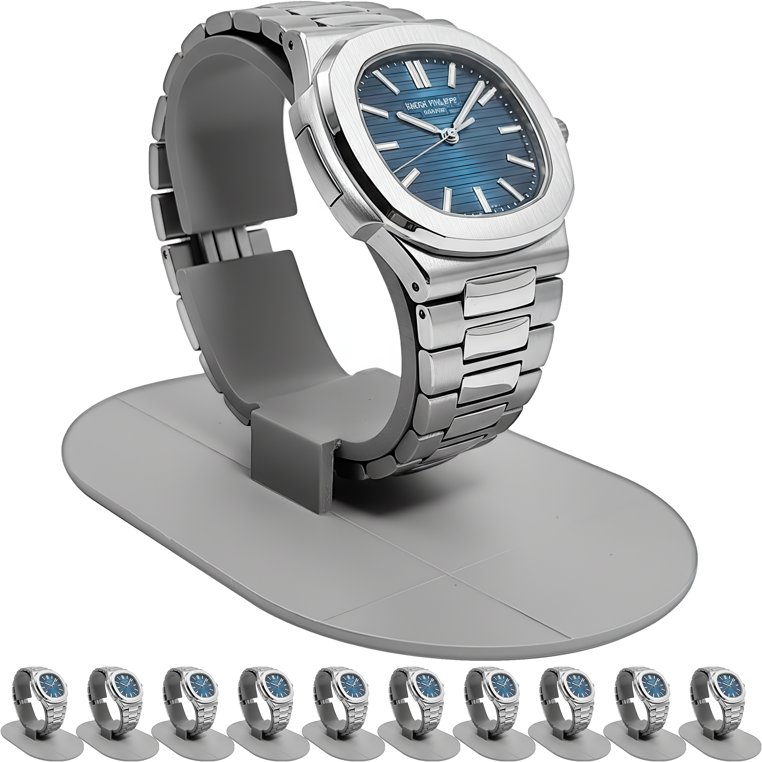 Paq 10 Exhibidor De Reloj Soporte Plastico Porta Reloj color gris, soporte plástico resistente para exhibición de relojes 5387