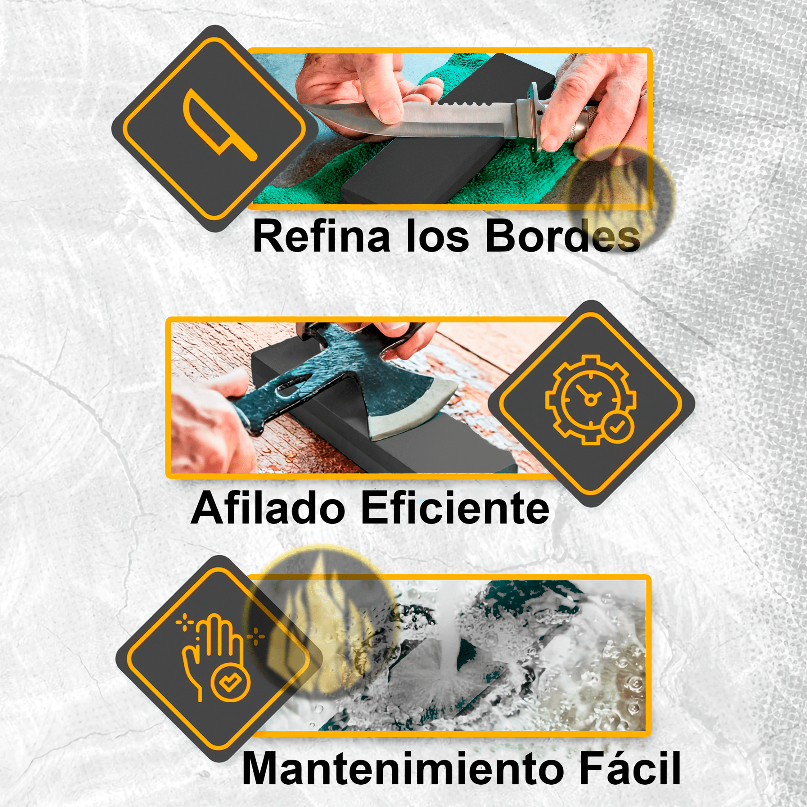 Piedra Afiladora Cuchillos Y Navajas de carburo de silicio marca Lion Tools, doble grano para afilar y asentar filo, ideal para cuchillos, navajas y herramientas de corte, piedra de afilado profesional de alta durabilidad. 7419