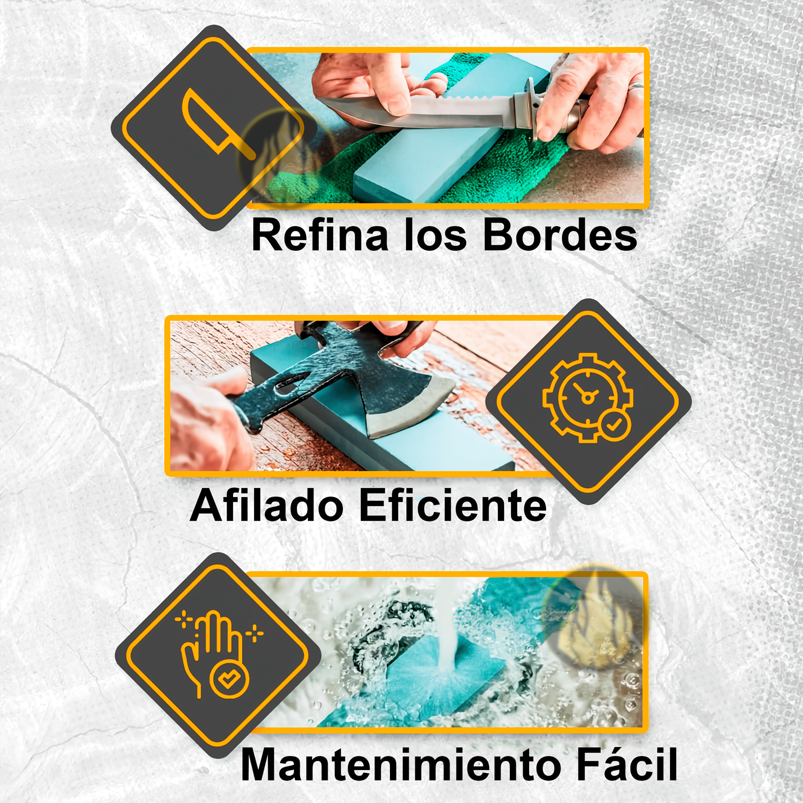 Piedra afiladora de óxido de aluminio para cuchillos y navajas marca Lion Tools, piedra rectangular doble grano para afilado y asentado de filo profesional 5290