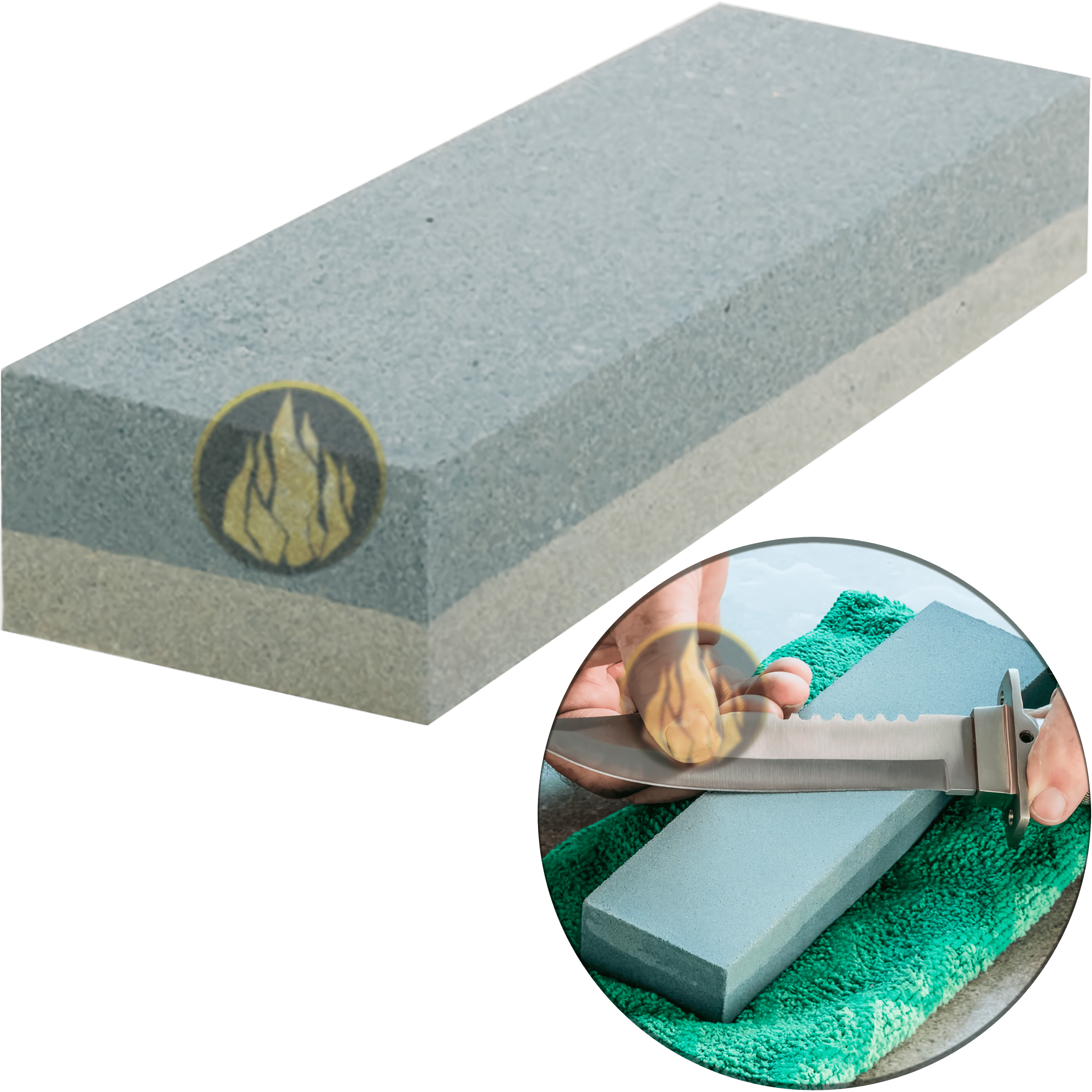 Piedra afiladora de óxido de aluminio para cuchillos y navajas marca Lion Tools, piedra rectangular doble grano para afilado y asentado de filo profesional 5290