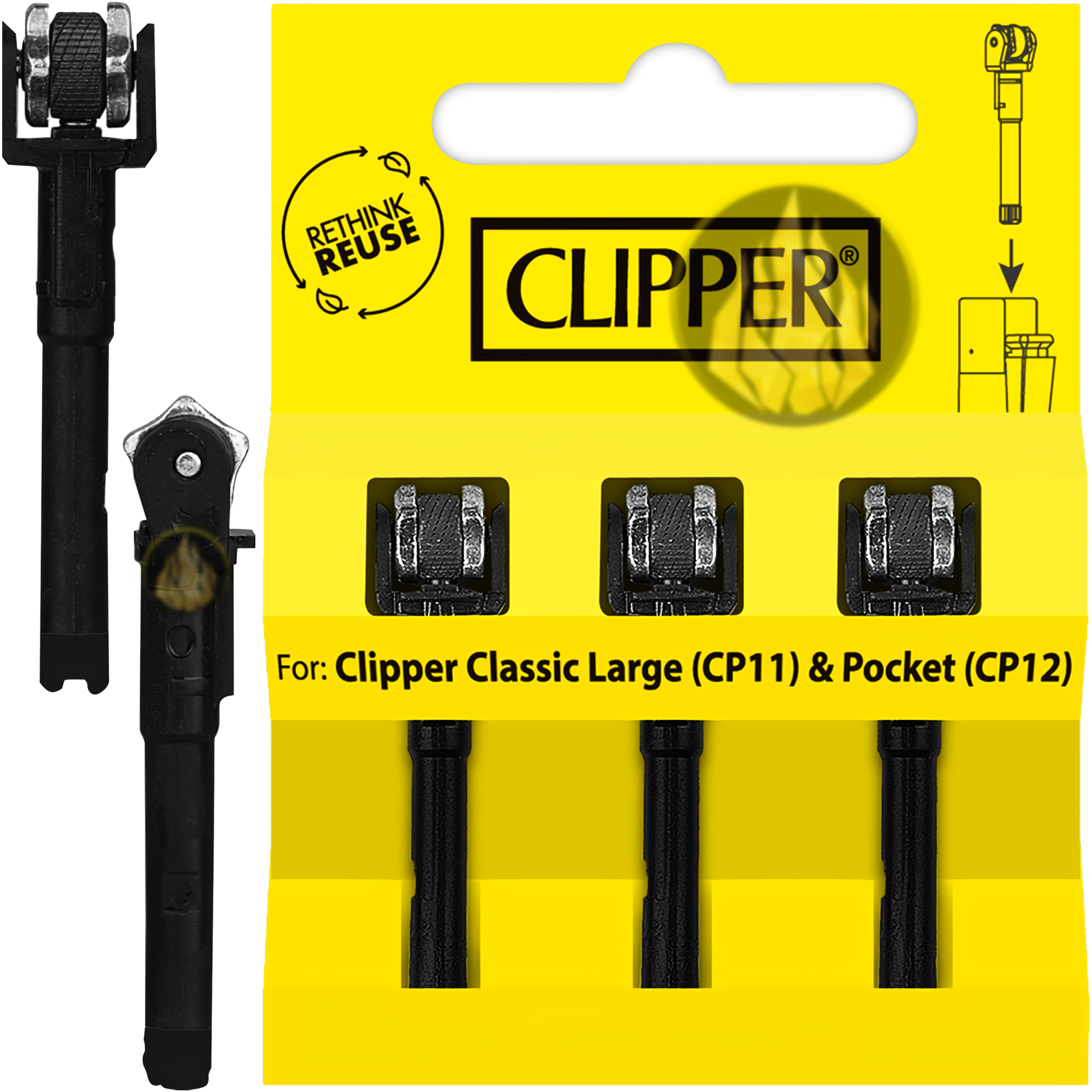 Piedras Flints Clipper Pedernal color negro compatibles con Clipper CP11, Metal y Pocket CP12. CPFS12