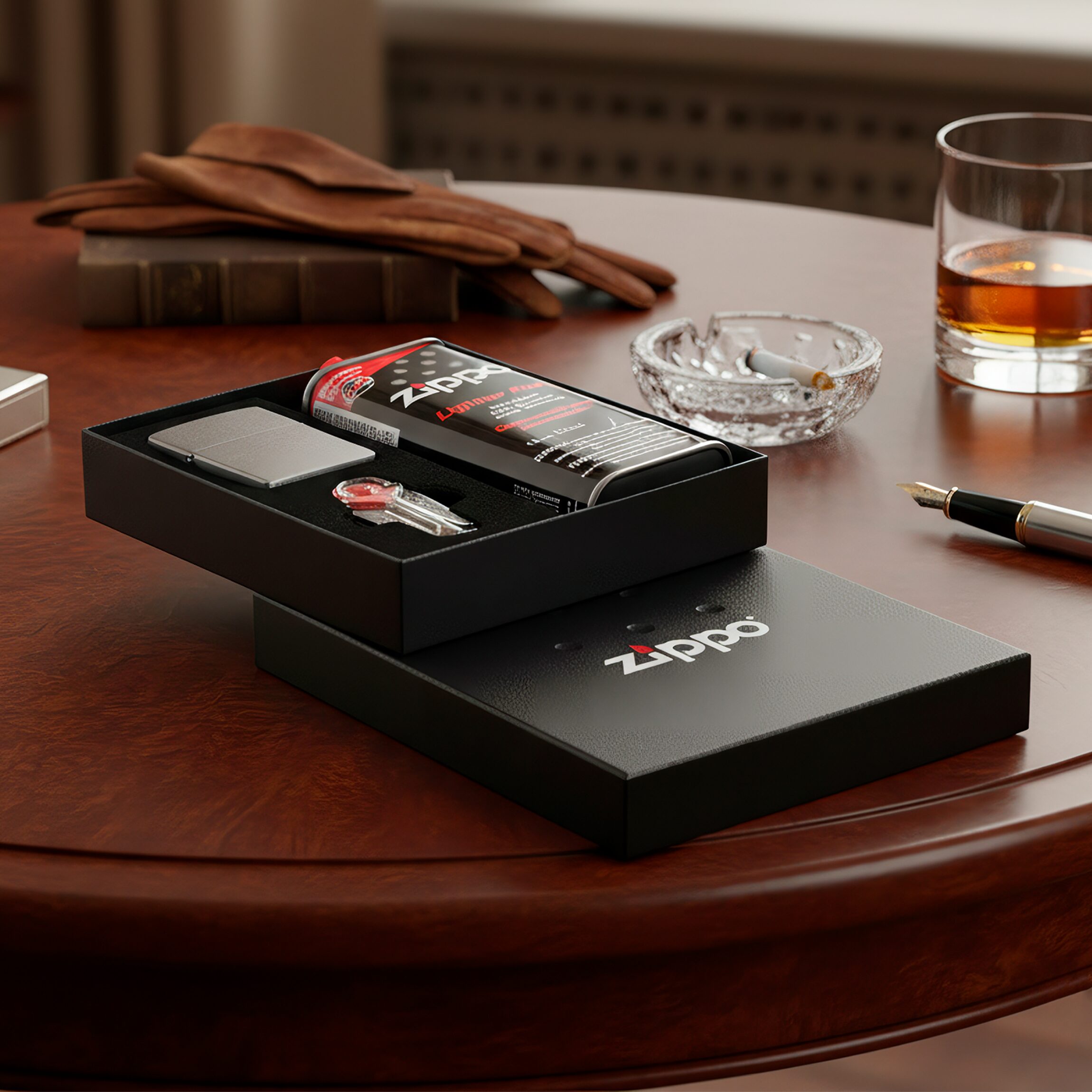 Encendedor Zippo Set Colección combo original con combustible y piedras, modelo MPAQMZ200-01 hecho en USA. MPAQMZ200-01