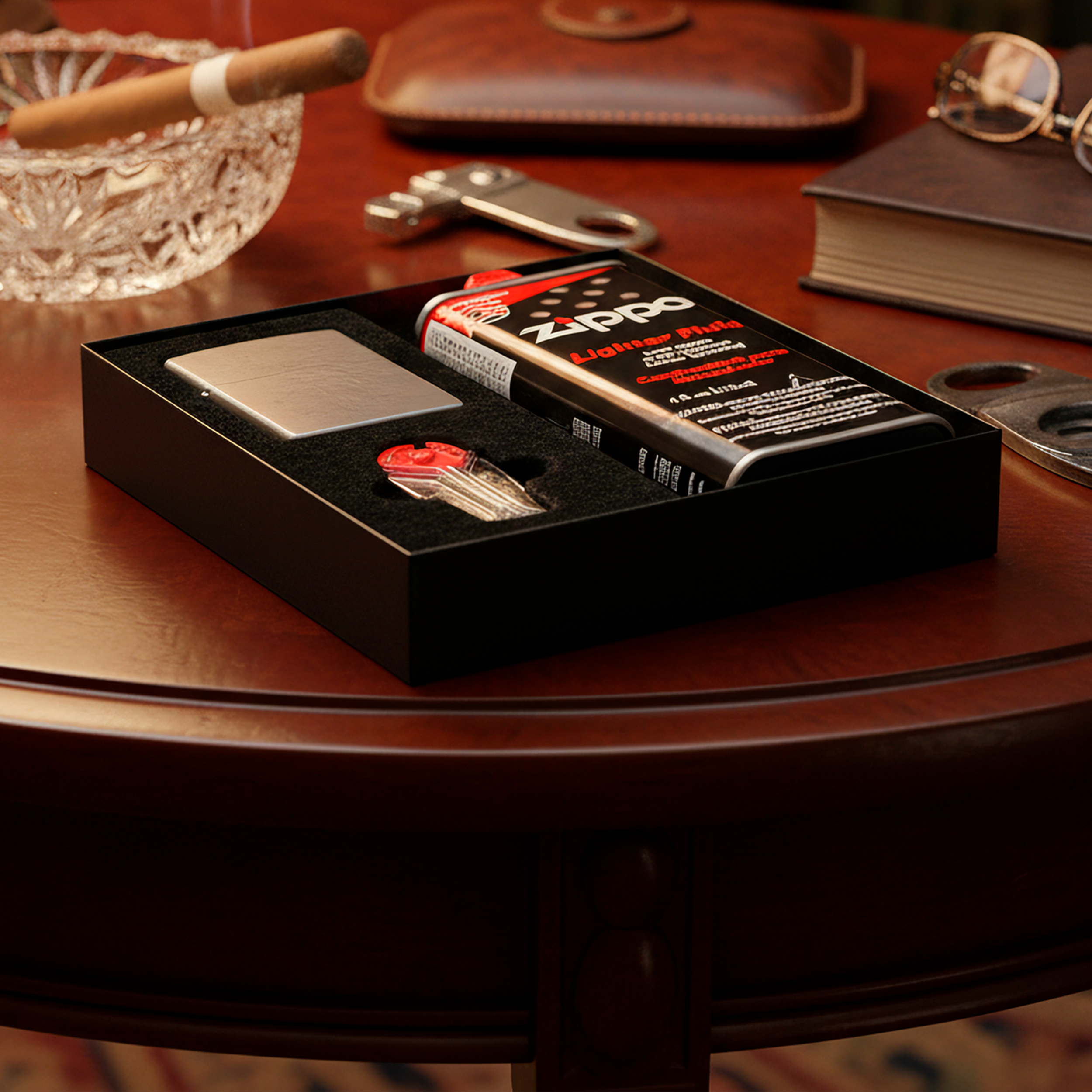 Encendedor Zippo Set Colección combo original con combustible y piedras, modelo MPAQMZ200-01 hecho en USA. MPAQMZ200-01