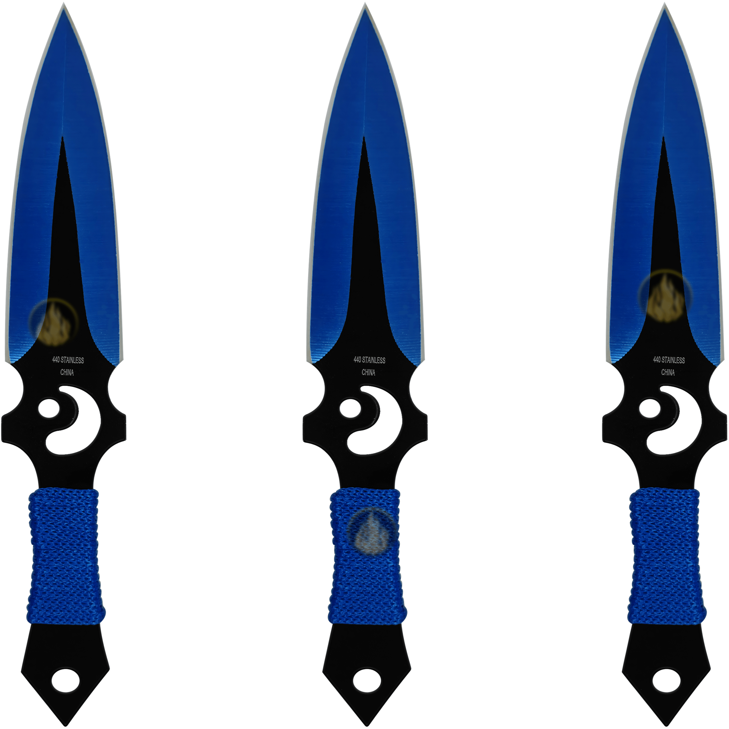 3 Cuchillos Lanzables Tácticos Razor Tactical con funda y hojas de acero inoxidable 440 color negro 3 Cuchillos Lanzables Tácticos marca Razor Tactical modelo RT 8012BL con mango forrado en nylon