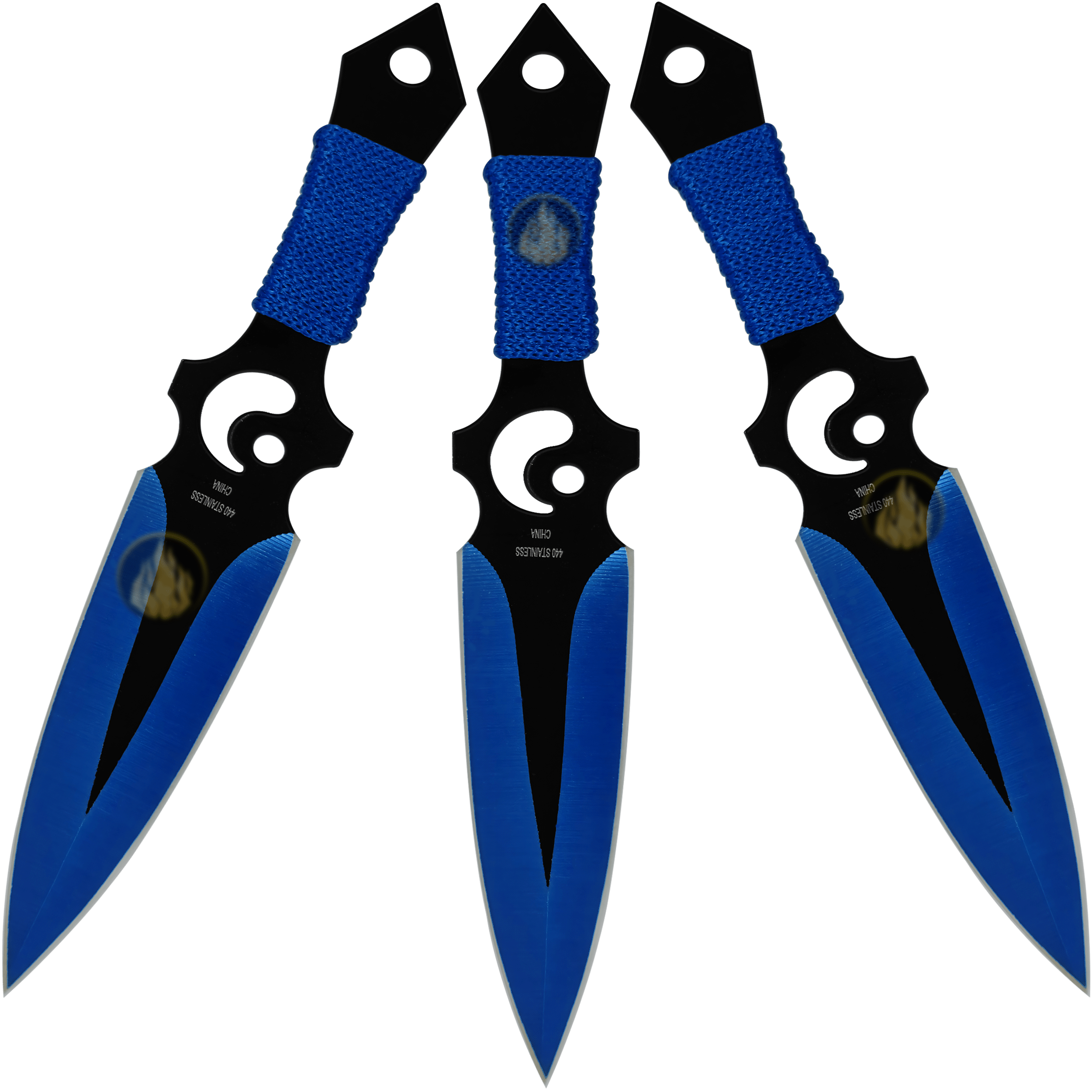 3 Cuchillos Lanzables Tácticos Razor Tactical con funda y hojas de acero inoxidable 440 color negro 3 Cuchillos Lanzables Tácticos marca Razor Tactical modelo RT 8012BL con mango forrado en nylon