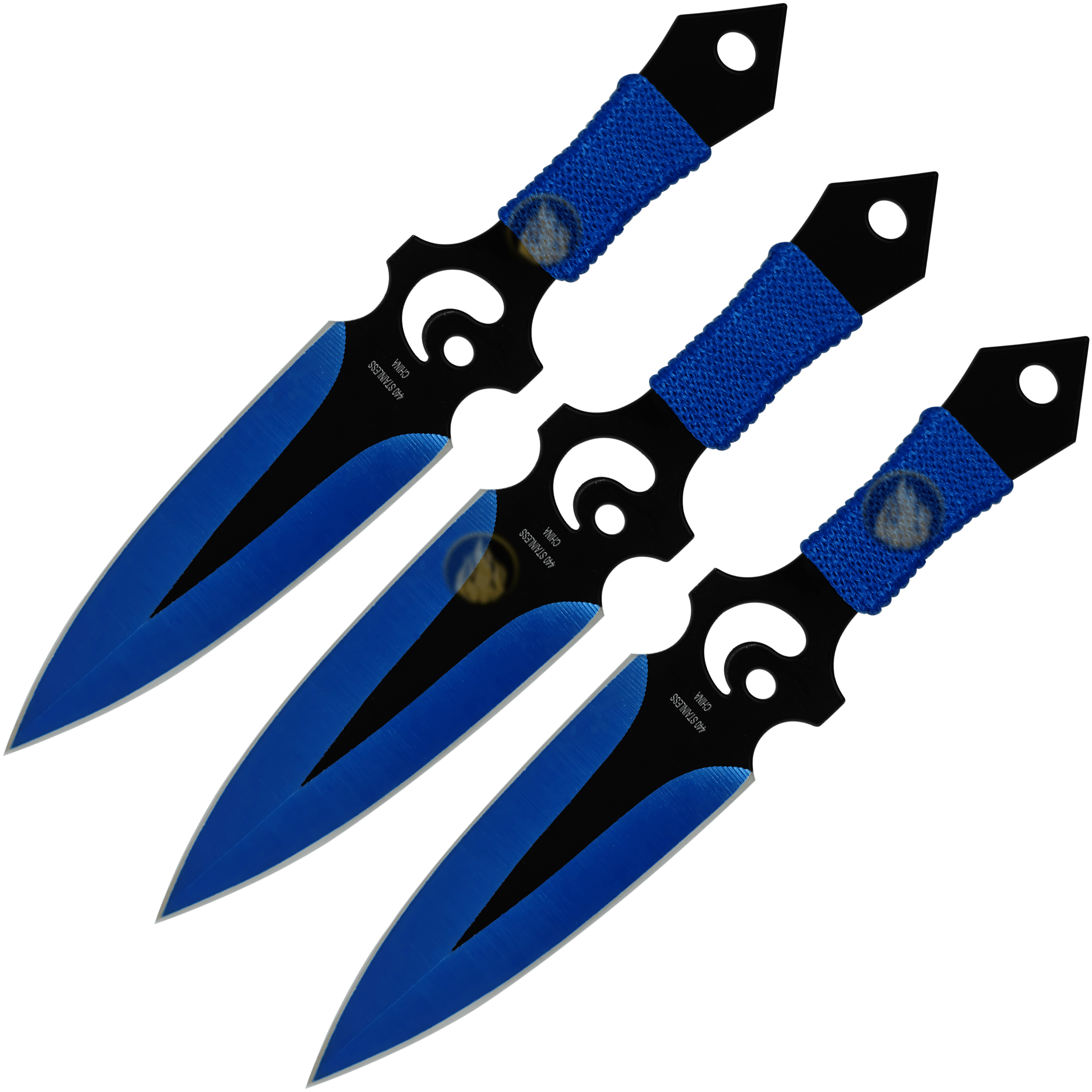 3 Cuchillos Lanzables Tácticos Razor Tactical con funda y hojas de acero inoxidable 440 color negro 3 Cuchillos Lanzables Tácticos marca Razor Tactical modelo RT 8012BL con mango forrado en nylon