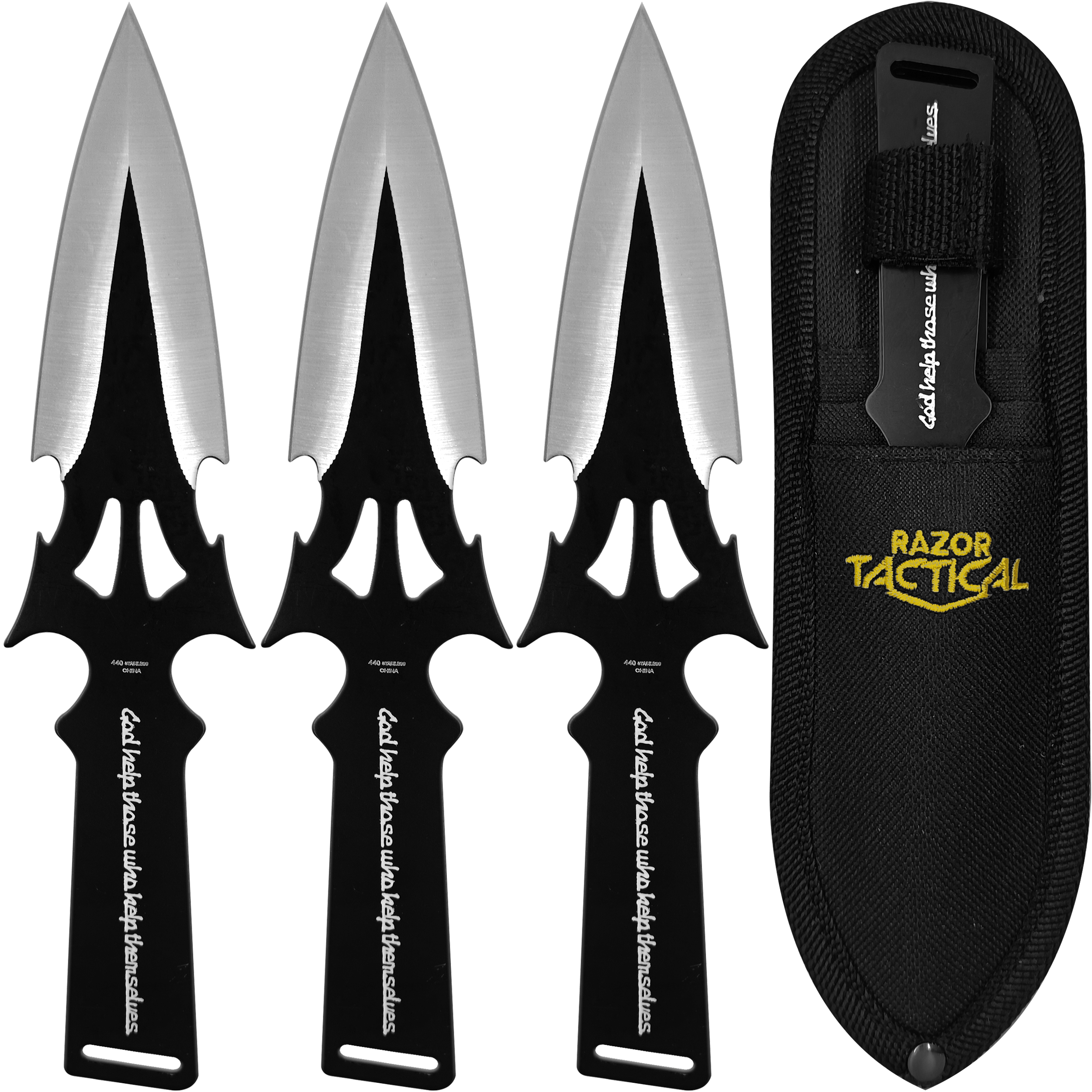 3 Cuchillos Lanzables Tácticos Militar Entrenamiento + Funda