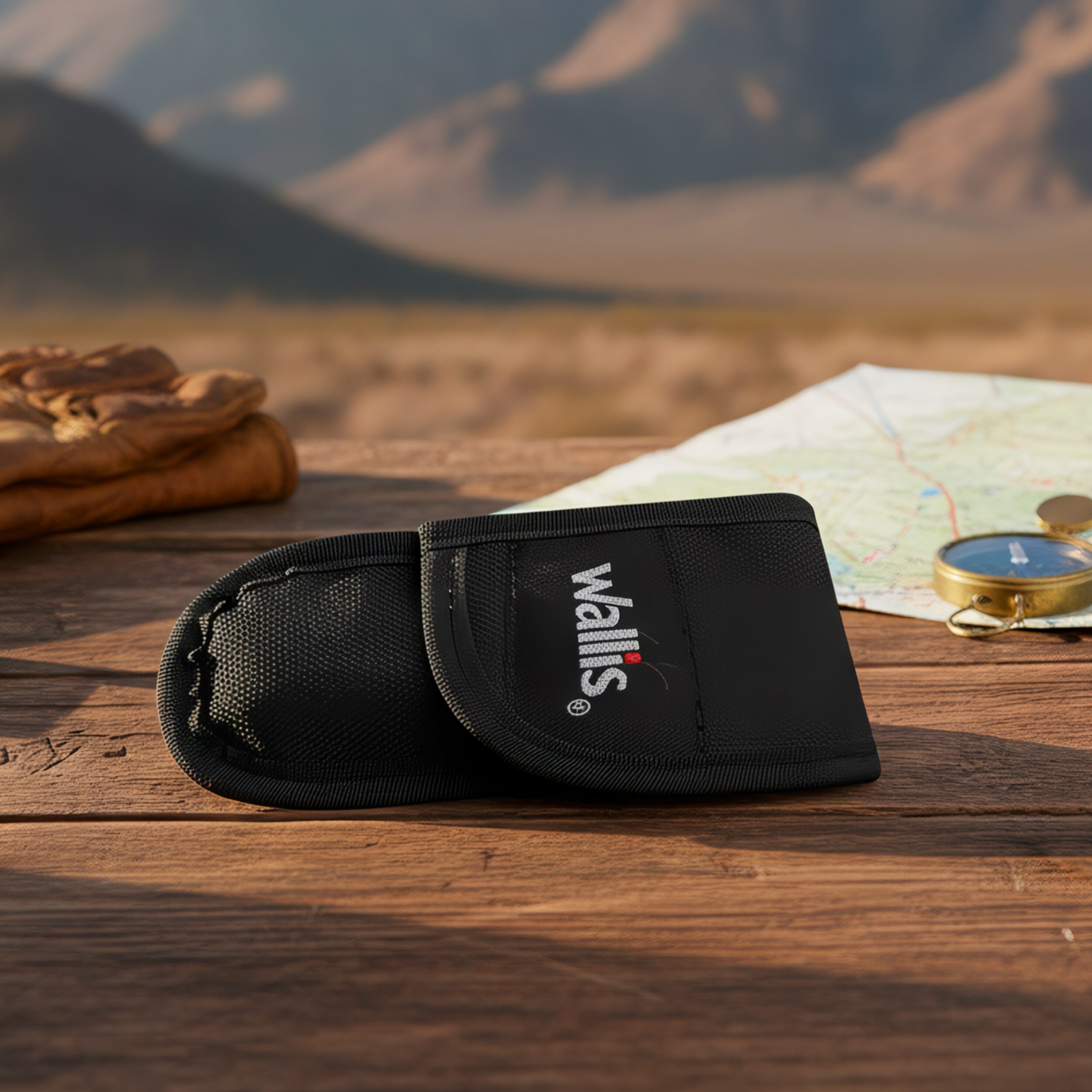 Funda Para Navaja Reforzada Wallis de poliéster color negro con cierre de velcro y correa para cinturón. fabricada en poliéster resistente con sistema de velcro para navajas de hasta 9 cm. C330308-CH